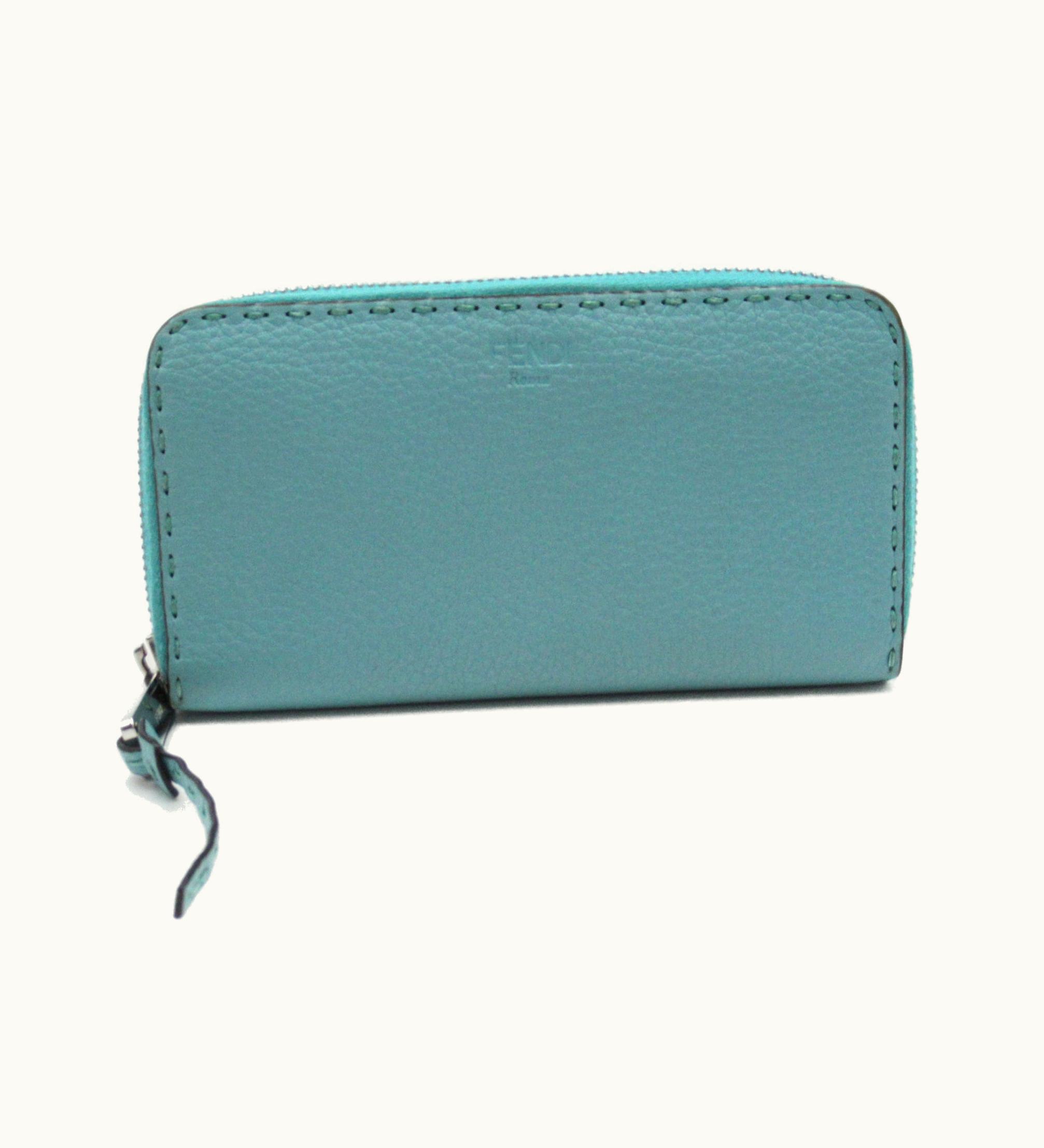 Fendi Fendi Selleria Round Long Wallet Blue Leather 8M0374