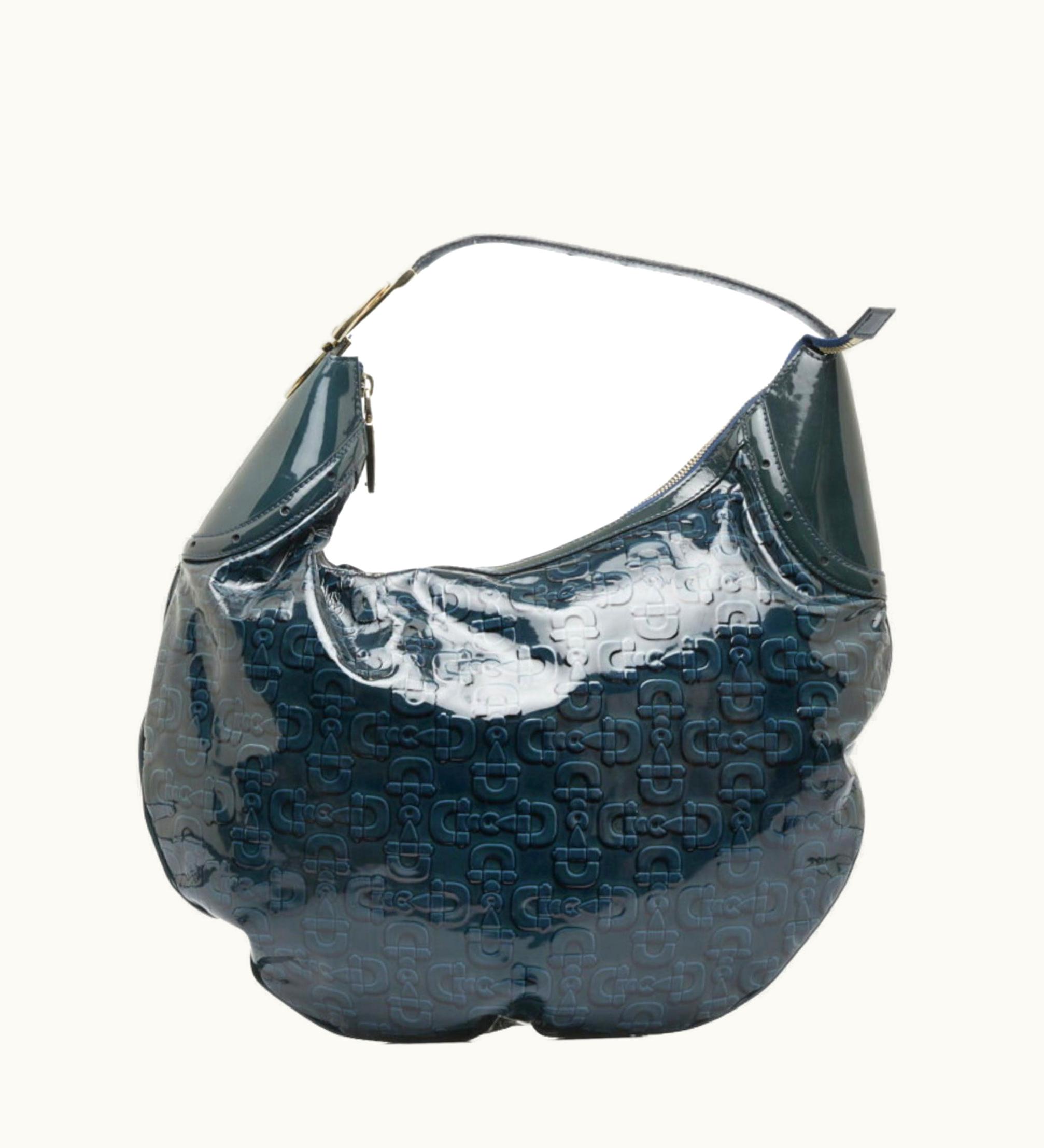 Gucci Gucci Horsebit Handbag 145764 Green Patent Leather Ladies