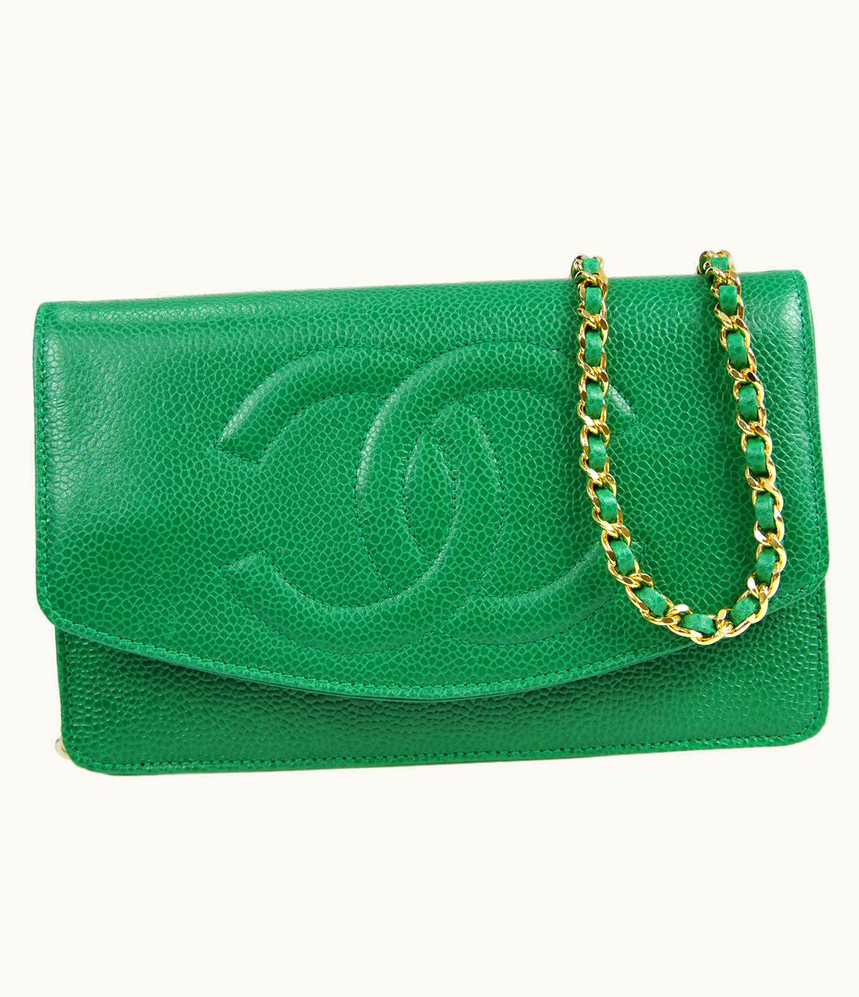 Chanel Chanel * Woc Chain Shoulder Wallet Bag Green Caviar 89657