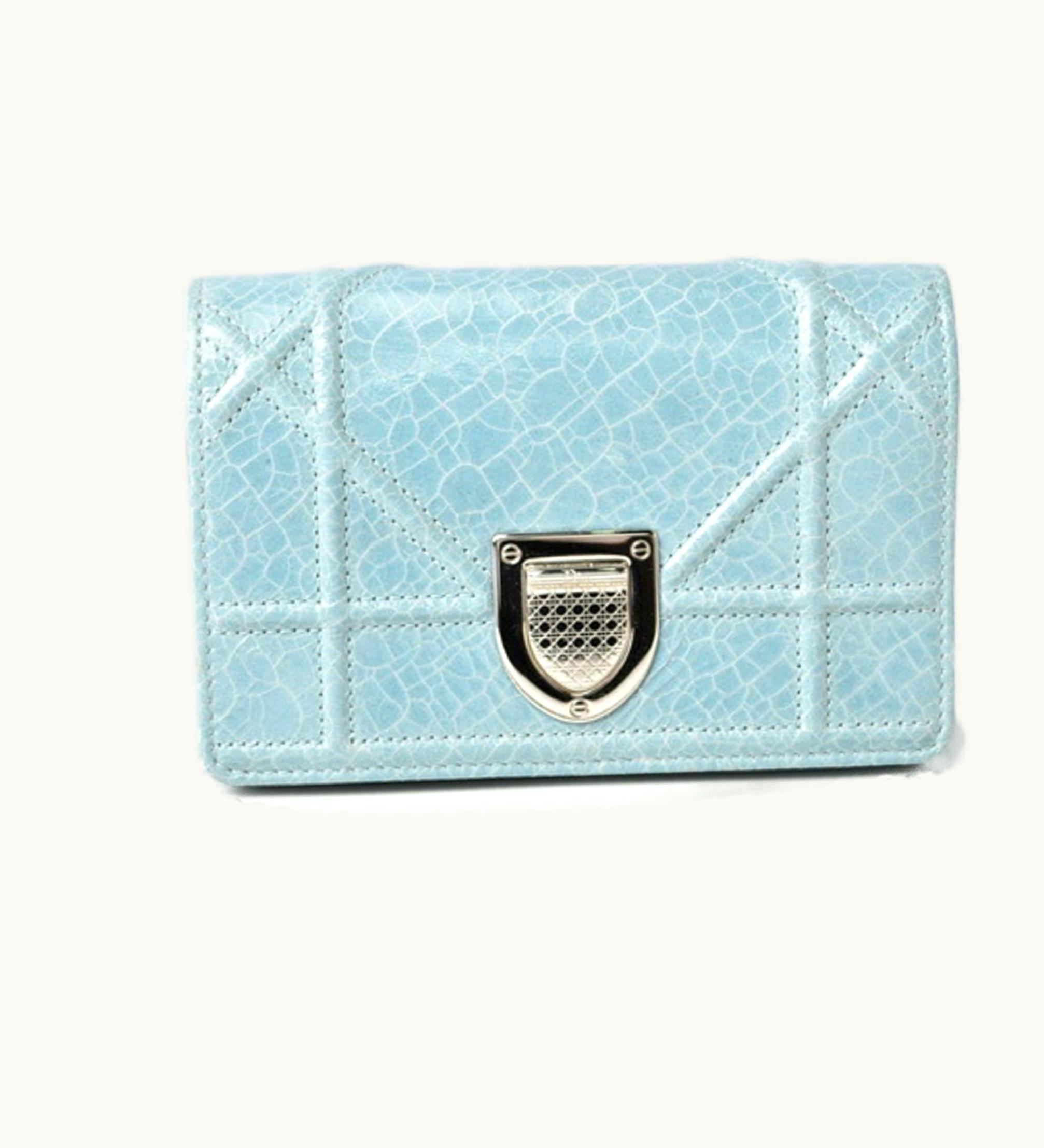 Dior Dior Christian Dior Chain Pouch Cannage Patent Leather Light Blue