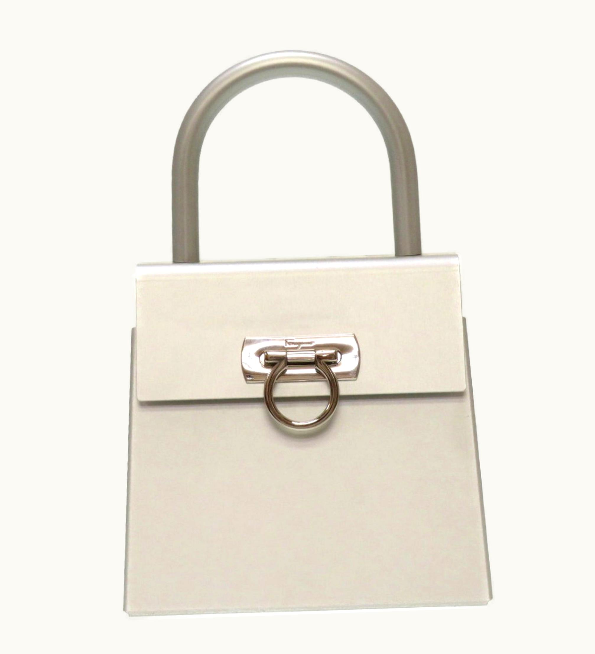 Salvatore Ferragamo Salvatore Ferragamo Gancini Aluminum Silver Au-21 6716 Handbag