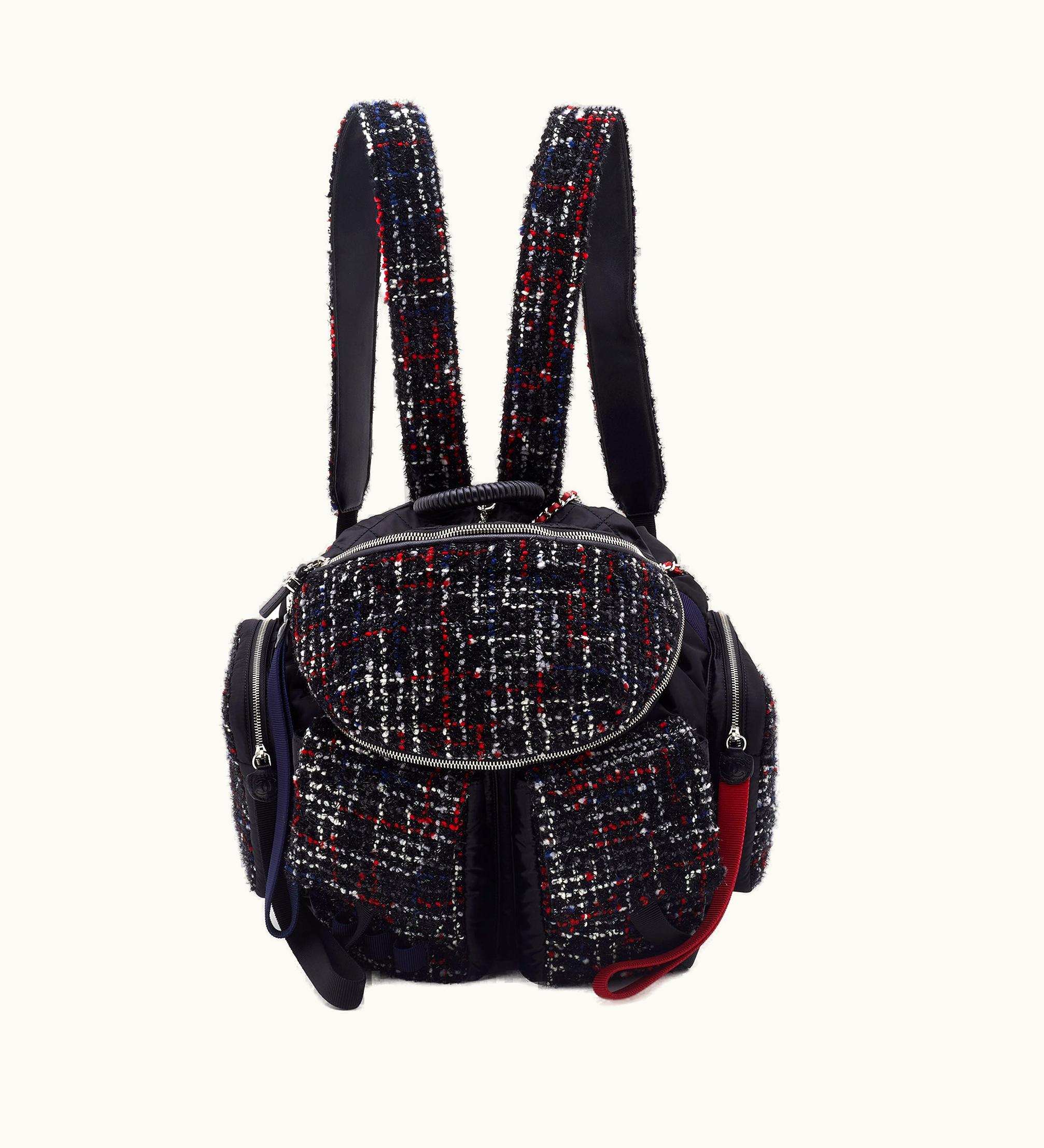 Chanel Chanel Black/Red Satin Tweed And Leather Astronaut Essentials Backpack
