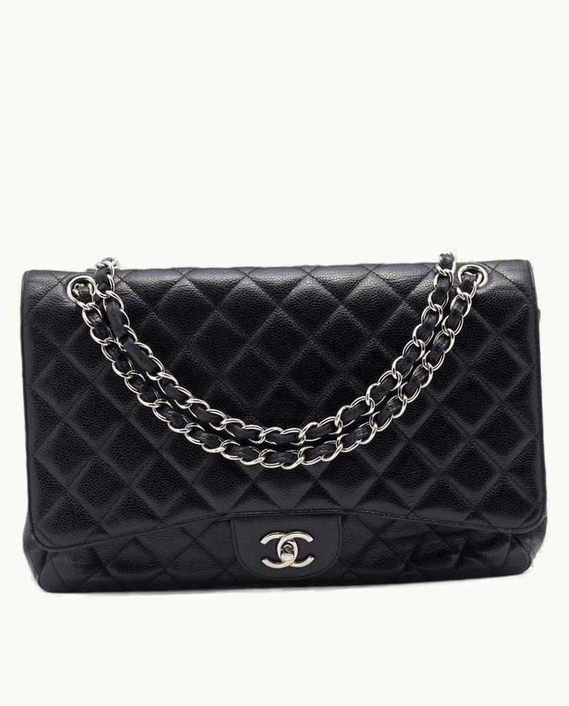 Chanel Chanel Jumbo Classic Single Flap Bag in Black Quilted Caviar Leather