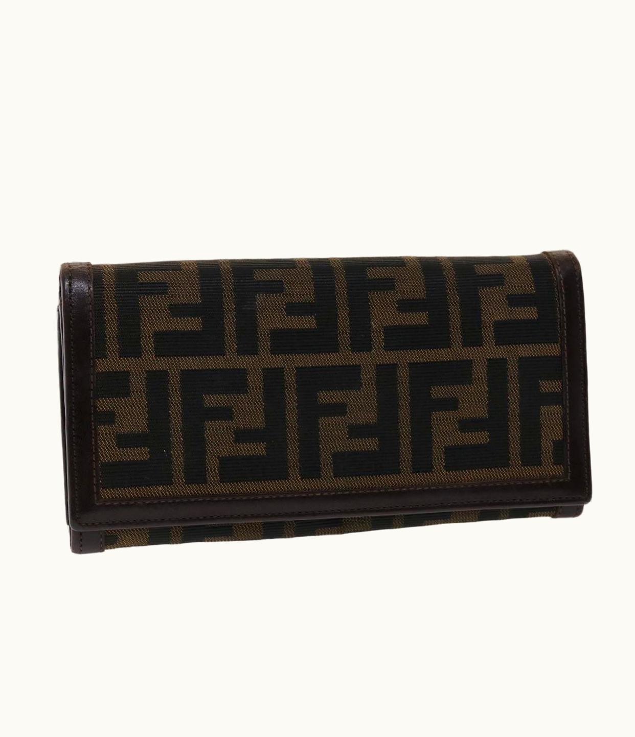 Fendi Fendi Zucca Canvas Long Wallet Black Brown