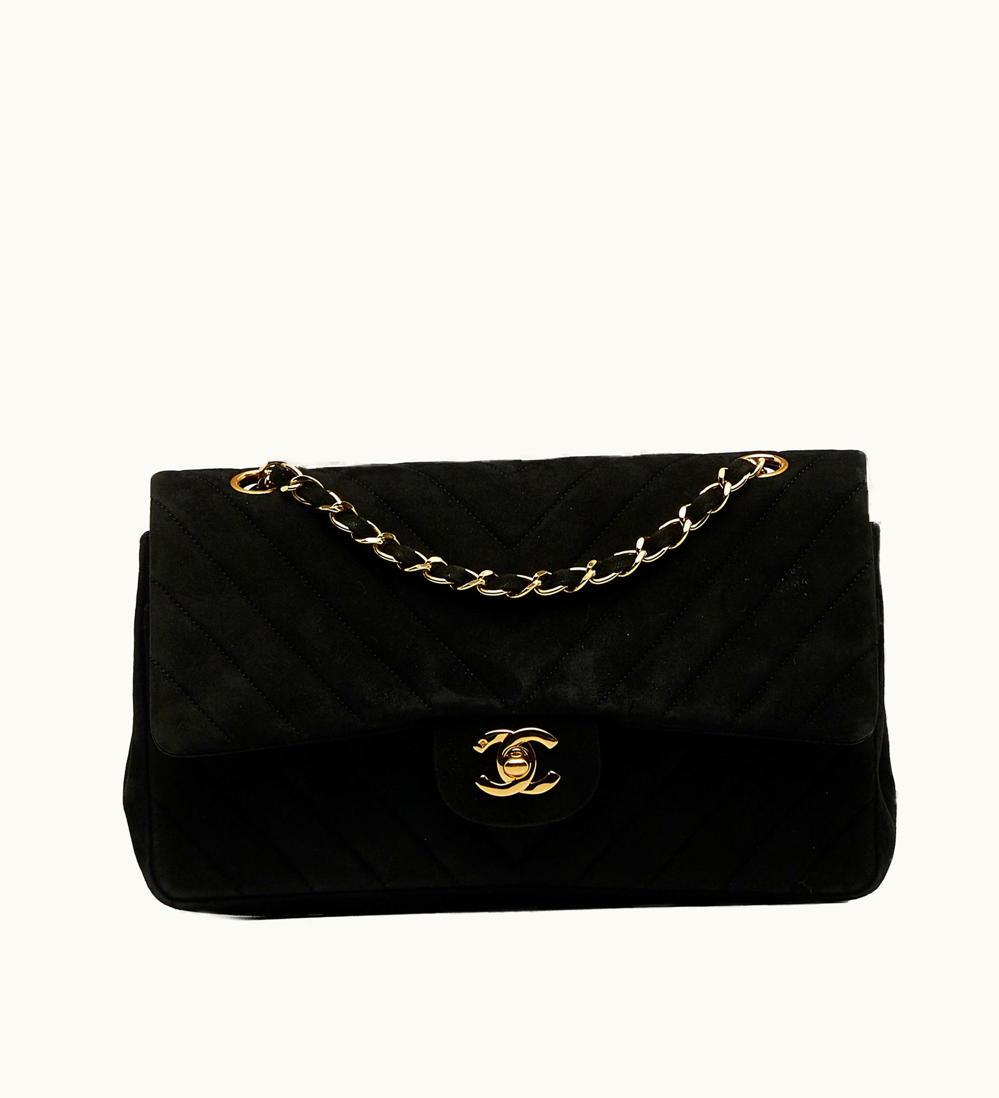 Chanel Chanel Medium Chevron Suede Double Flap Shoulder Bag