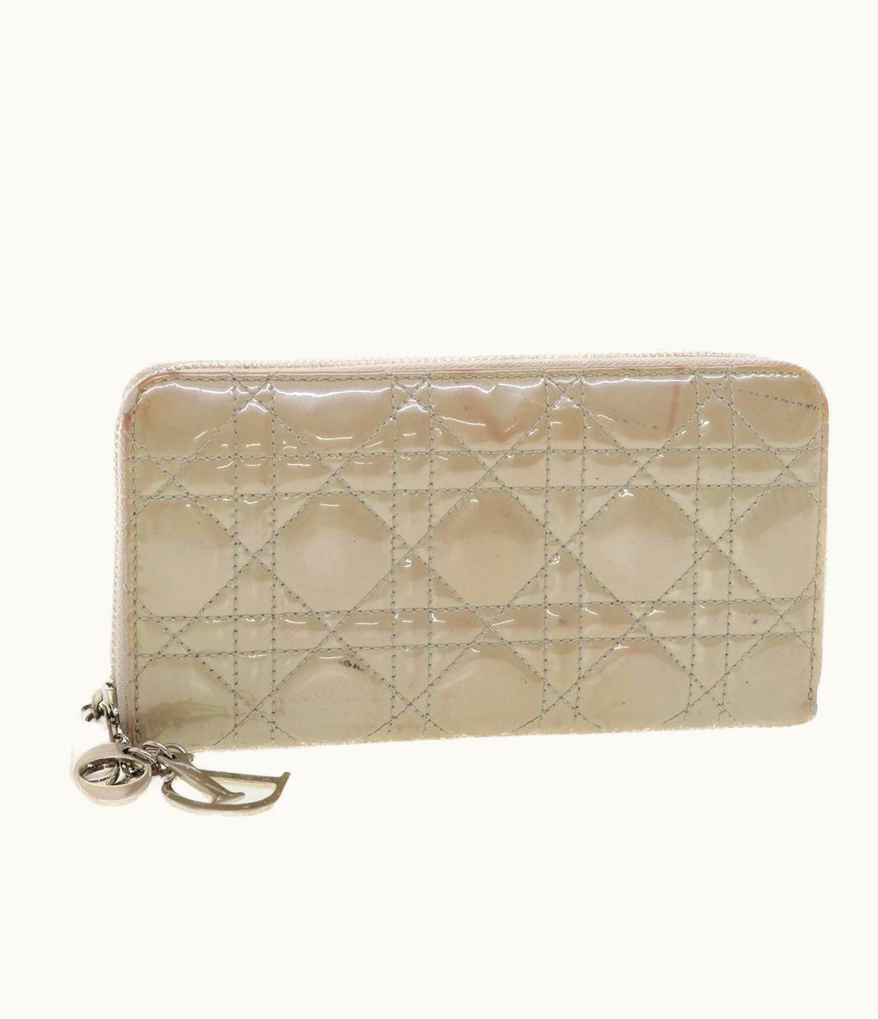 Dior Dior Christian Dior Lady Dior Wallet Patent Leather Beige 02-Lu-0172