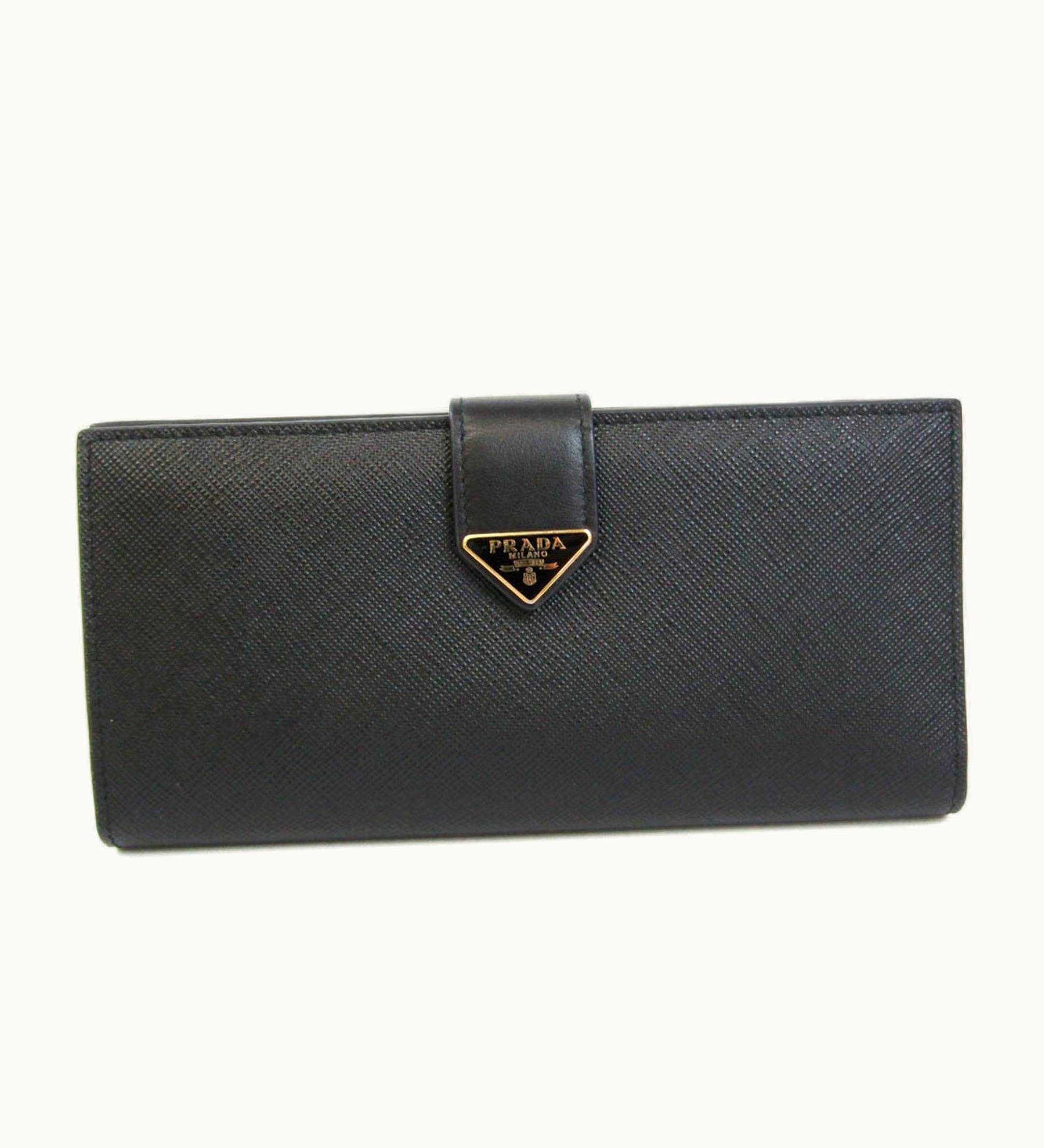 Prada Prada Saffiano Saffiano Tab 1Mv025 Women's Leather Long Wallet [Bi-Fold] Black