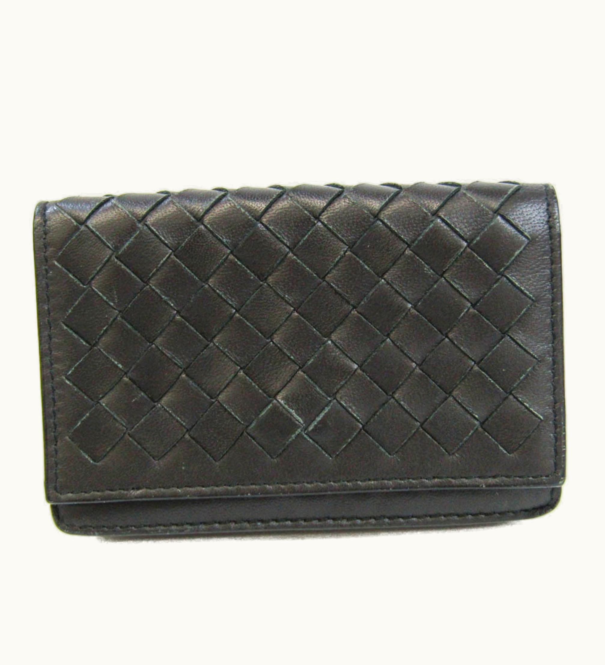 Bottega Veneta Bottega Veneta Intrecciato Leather Card Case Dark Navy