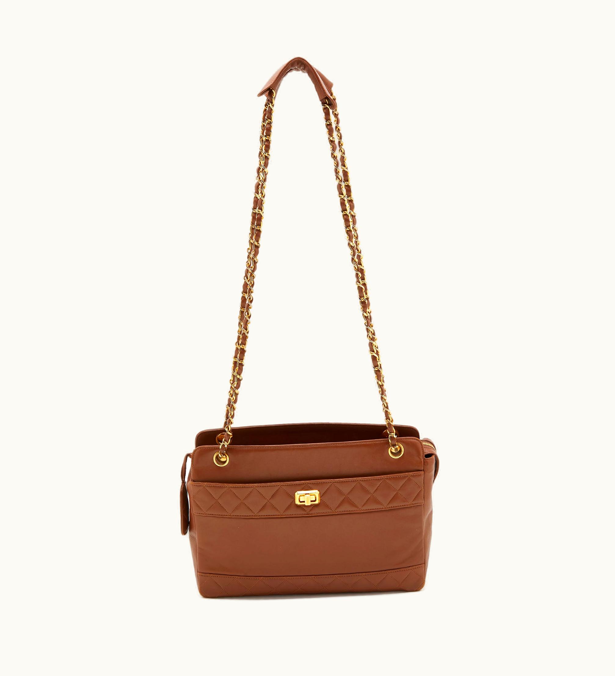 Chanel Chanel Brown Quilted Leather Vintage Chain Tote