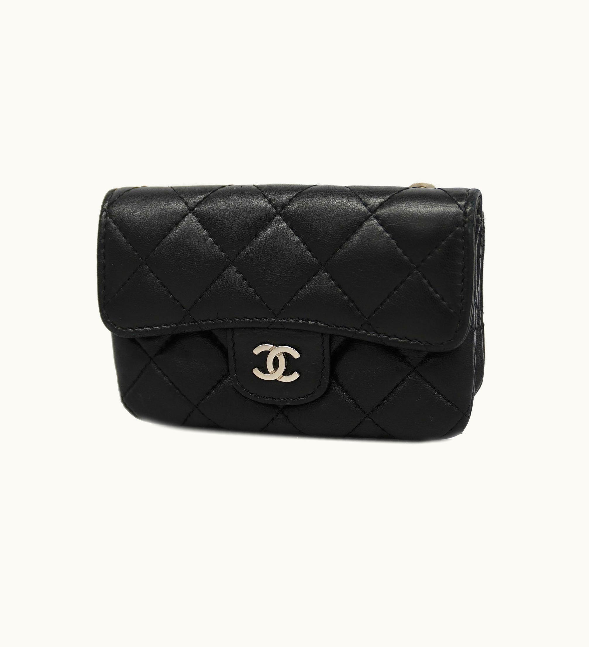 Chanel Chanel Matelasse Coin Case Silver Metal Fittings Women's Lambskin