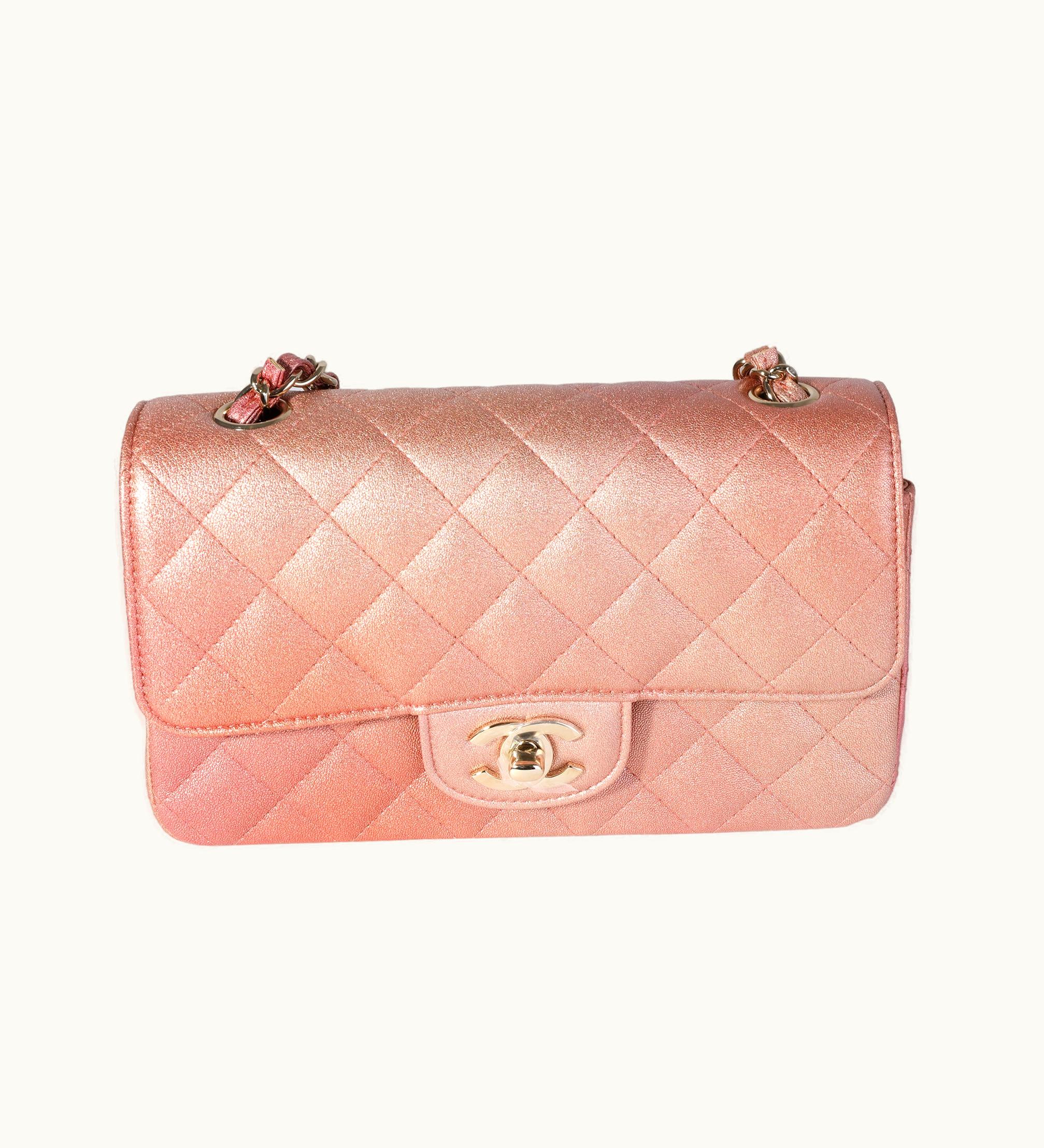 Chanel Chanel Metallic Rose Gold Ombre Classic Rectangular Mini Flap Bag