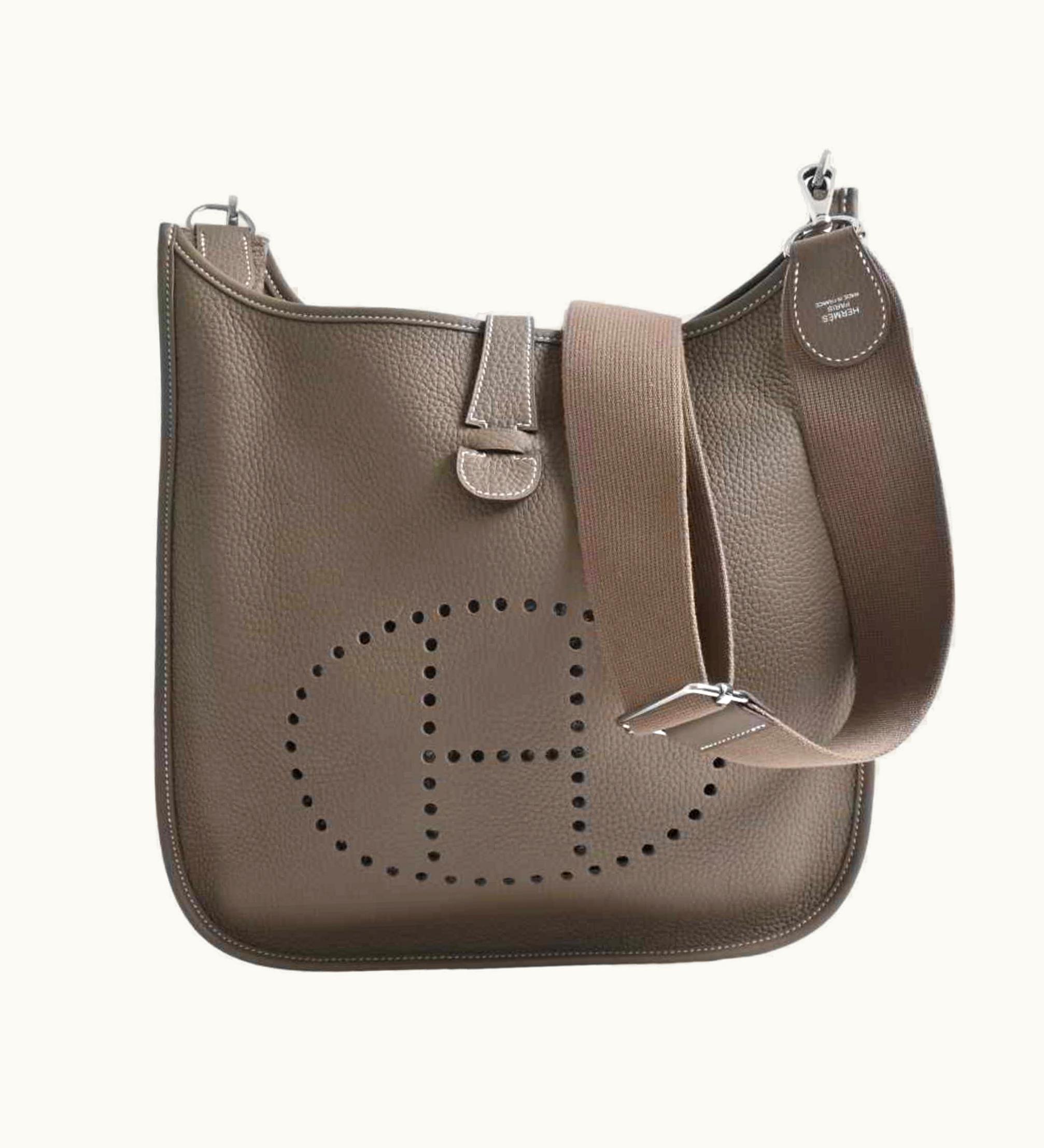 Hermès Hermès Taurillon Clemence Evelyne GM Shoulder Bag Greige