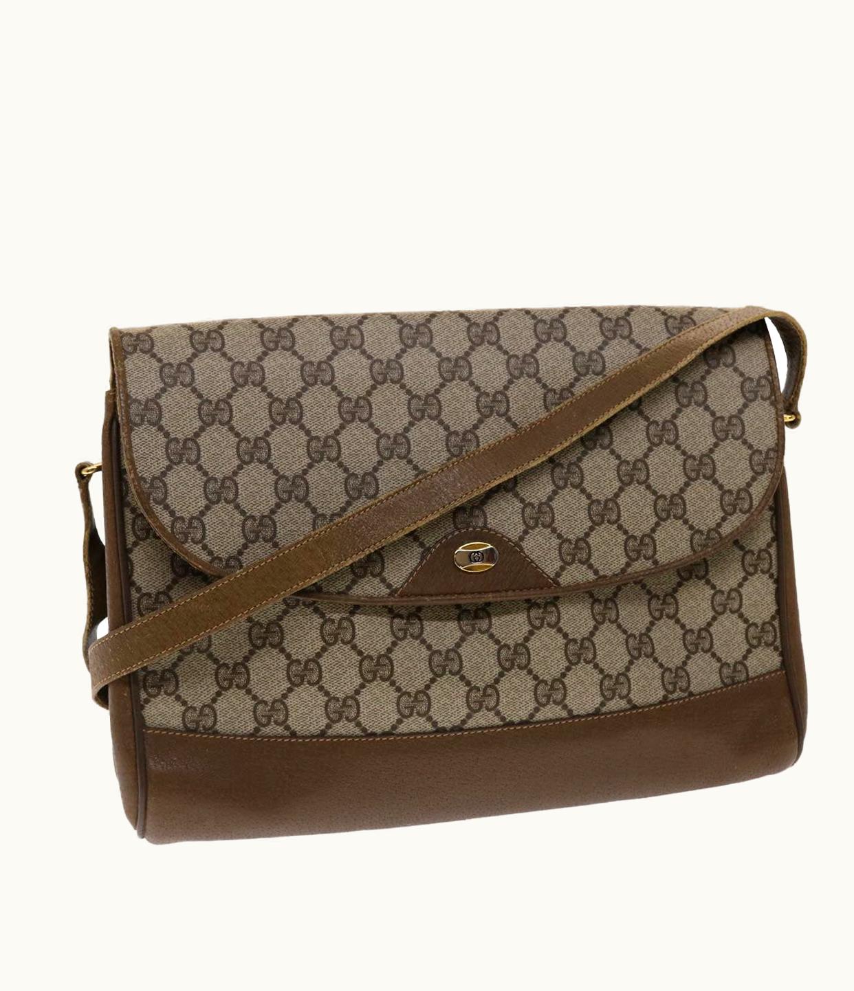 Gucci Gucci GG Canvas Shoulder Bag Pvc Leather Beige