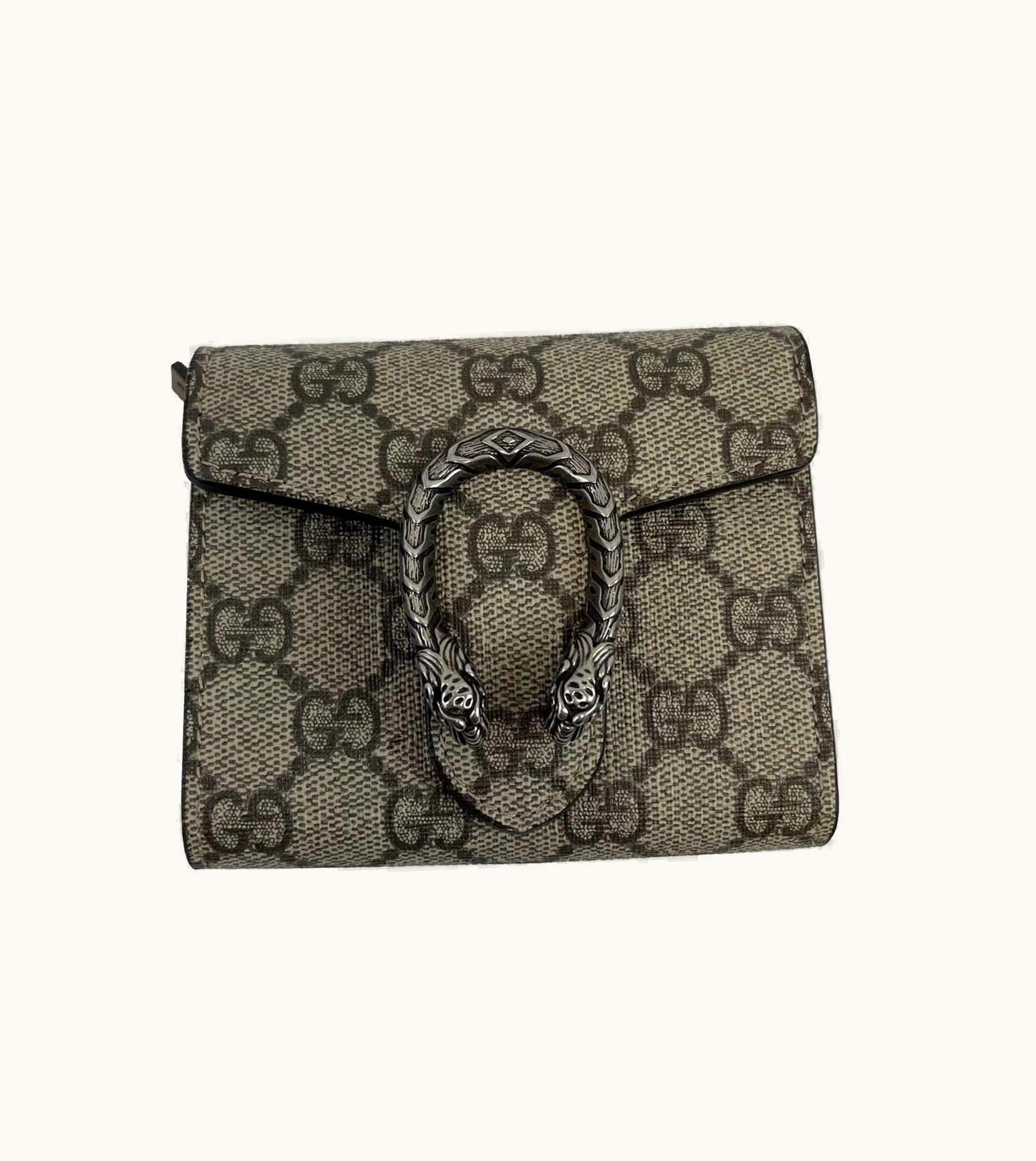 Gucci Gucci Dionysus Supreme Card Case Wallet GG Coated Canvas Compact