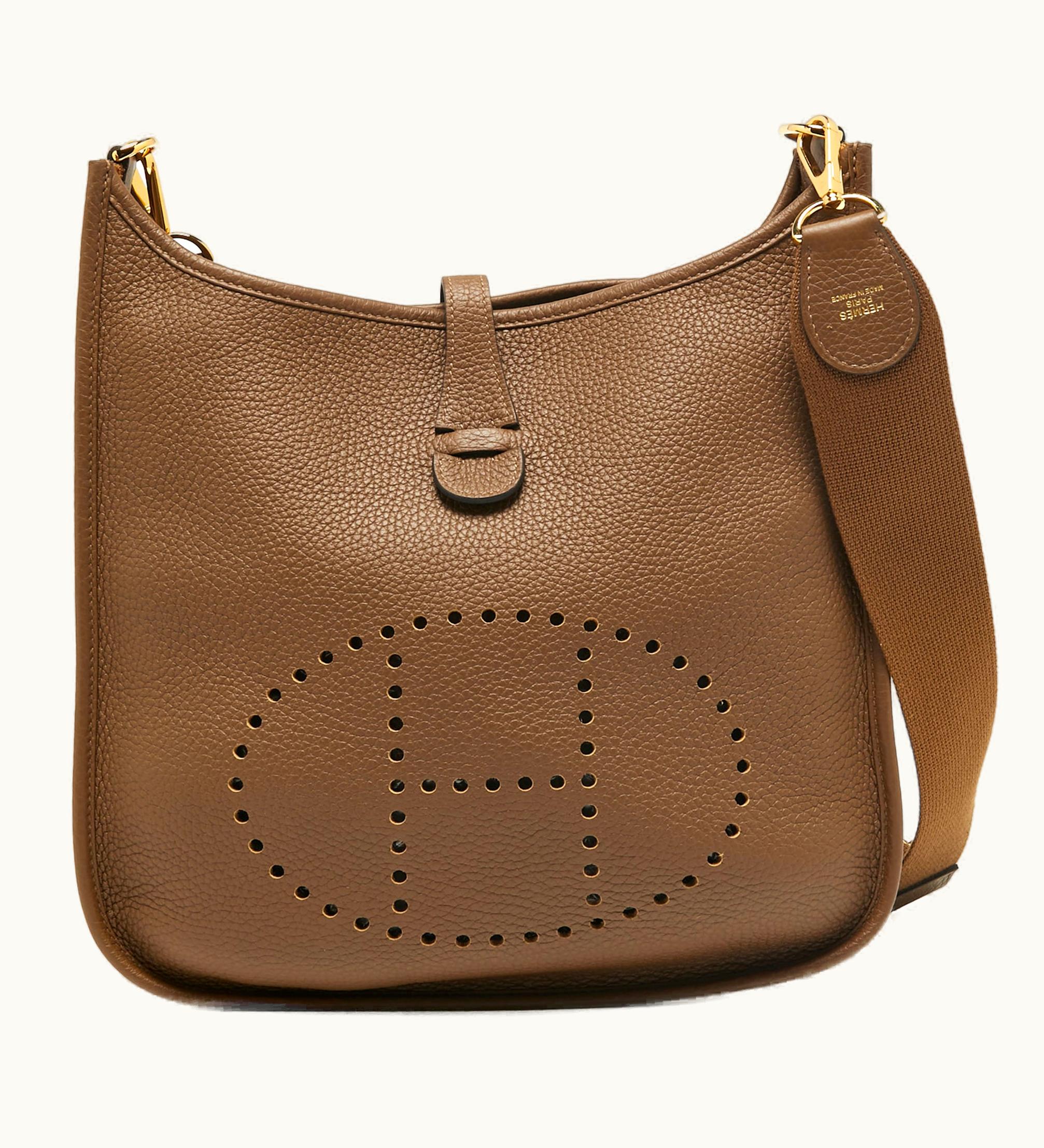 Hermès Hermès Beige De Weimar Taurillon Clemence Leather Evelyne III PM Bag