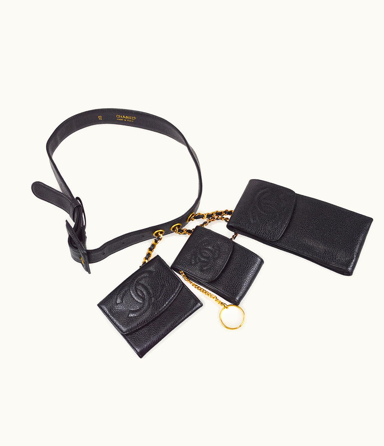 Chanel Chanel 1990S Belt With Multi Bags Black Caviar #80 87907