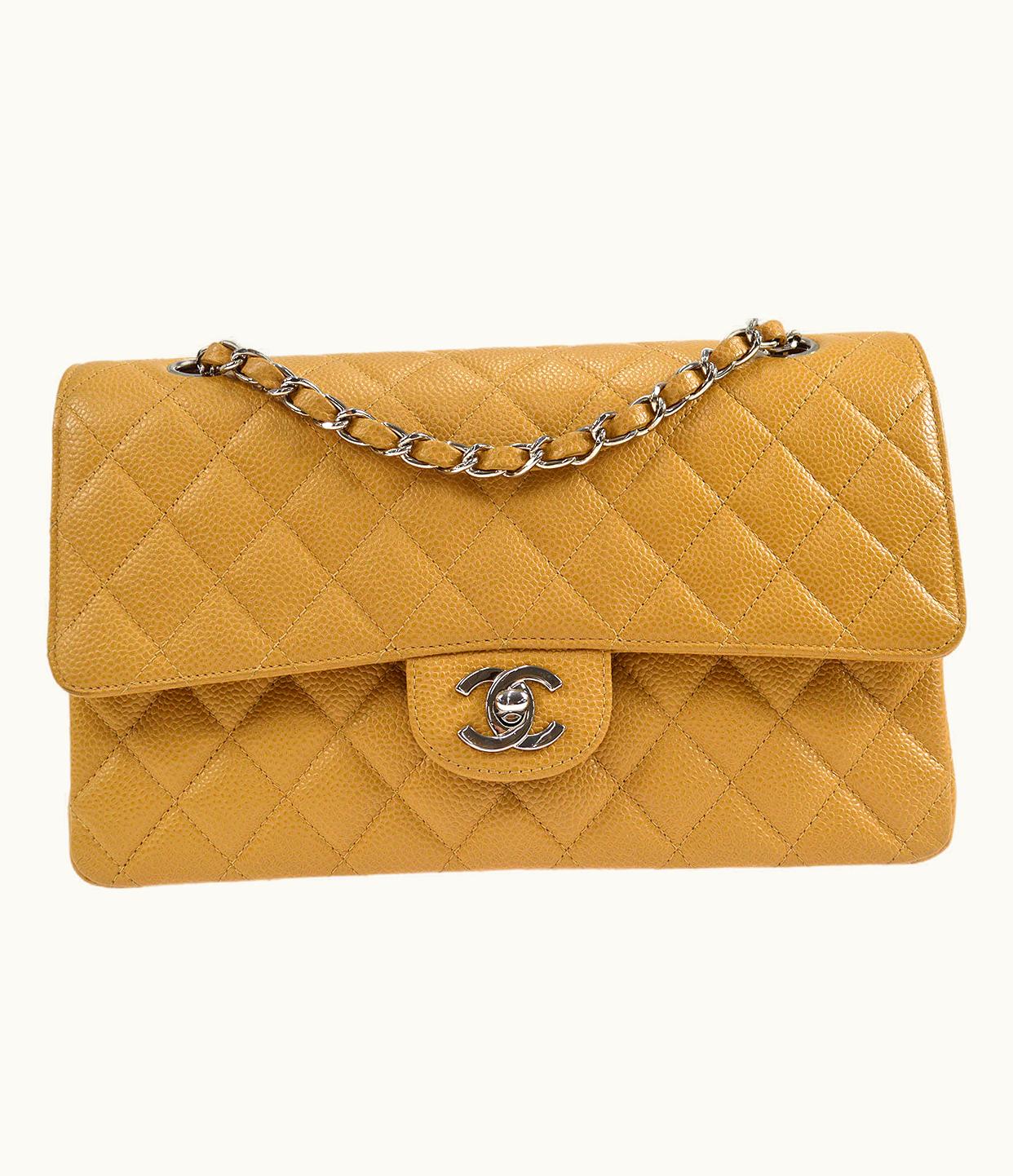 Chanel Chanel 2000-2001 Classic Double Flap Medium Shw Beige Caviar 46370
