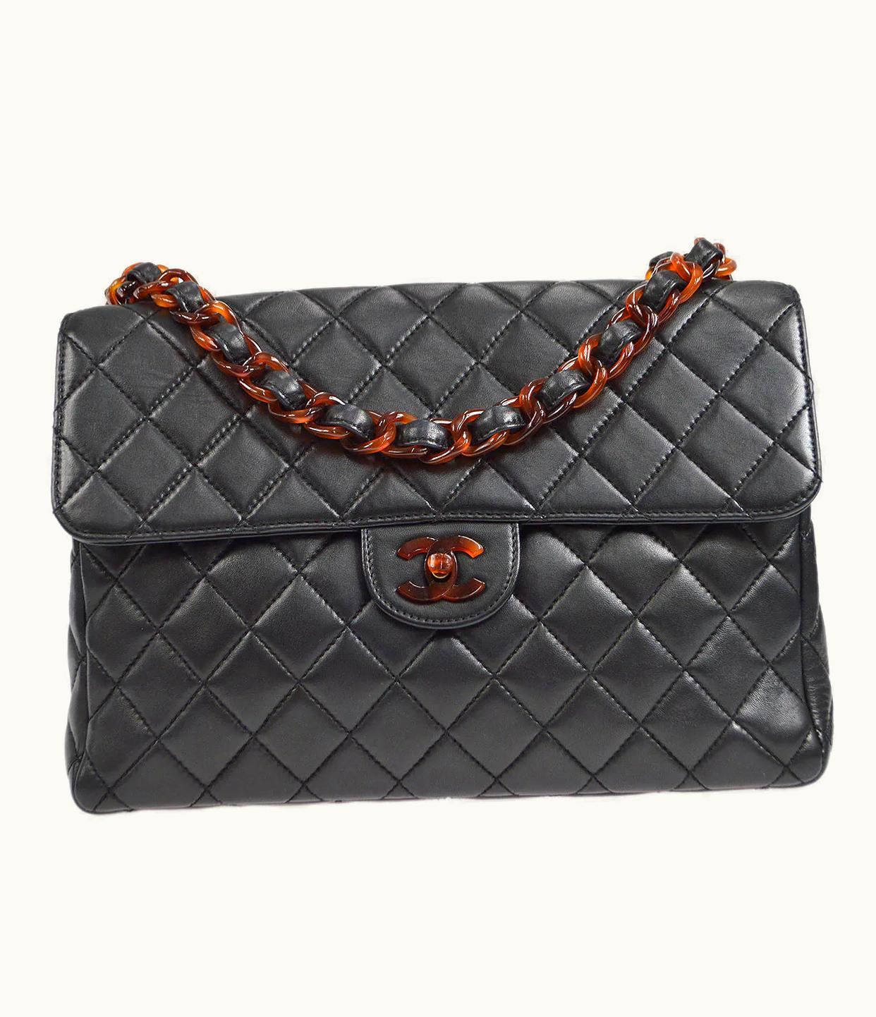 Chanel Chanel 1996-1997 Classic Flap Jumbo Black Lambskin 46427