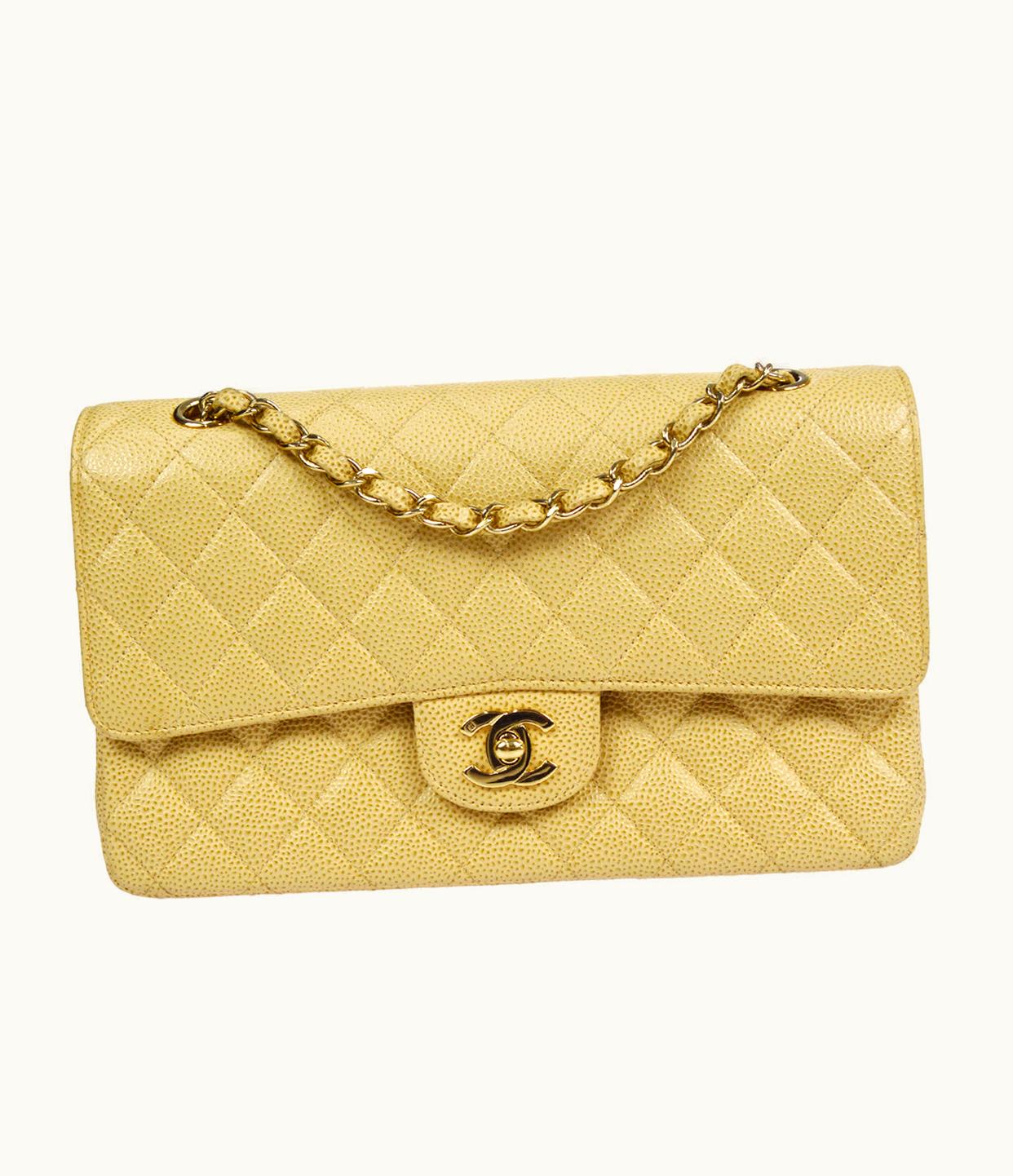 Chanel Chanel 2001-2003 Classic Double Flap Medium Beige Caviar 87886