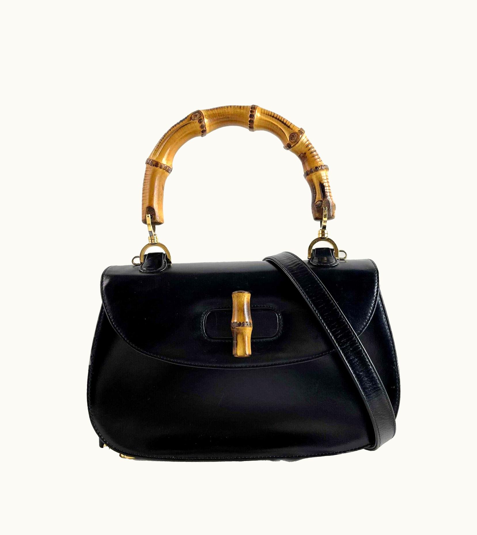 Gucci Gucci Vintage Bamboo Night Handle Black Shoulder Crossbody Bag