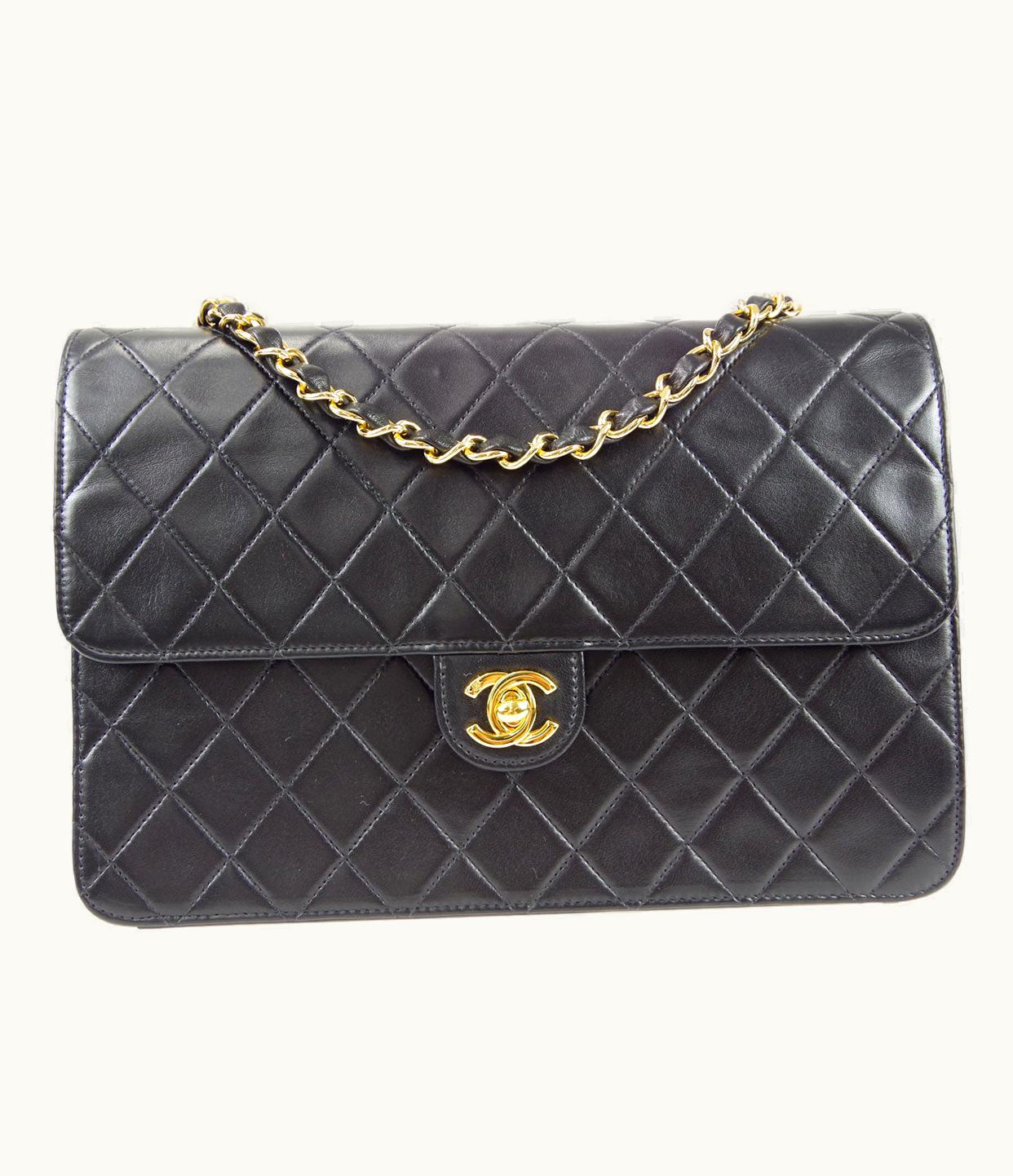Chanel Chanel Classic Flap Single Chain Shoulder Bag Black Lambskin 67723