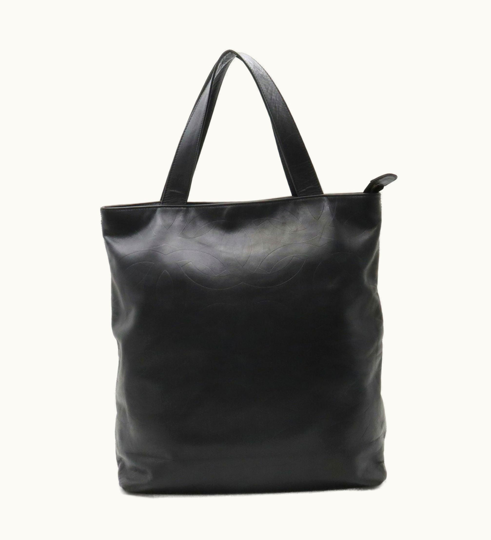 Chanel Chanel Here Mark Type Push Tote Bag Large Shoulder Leather Black