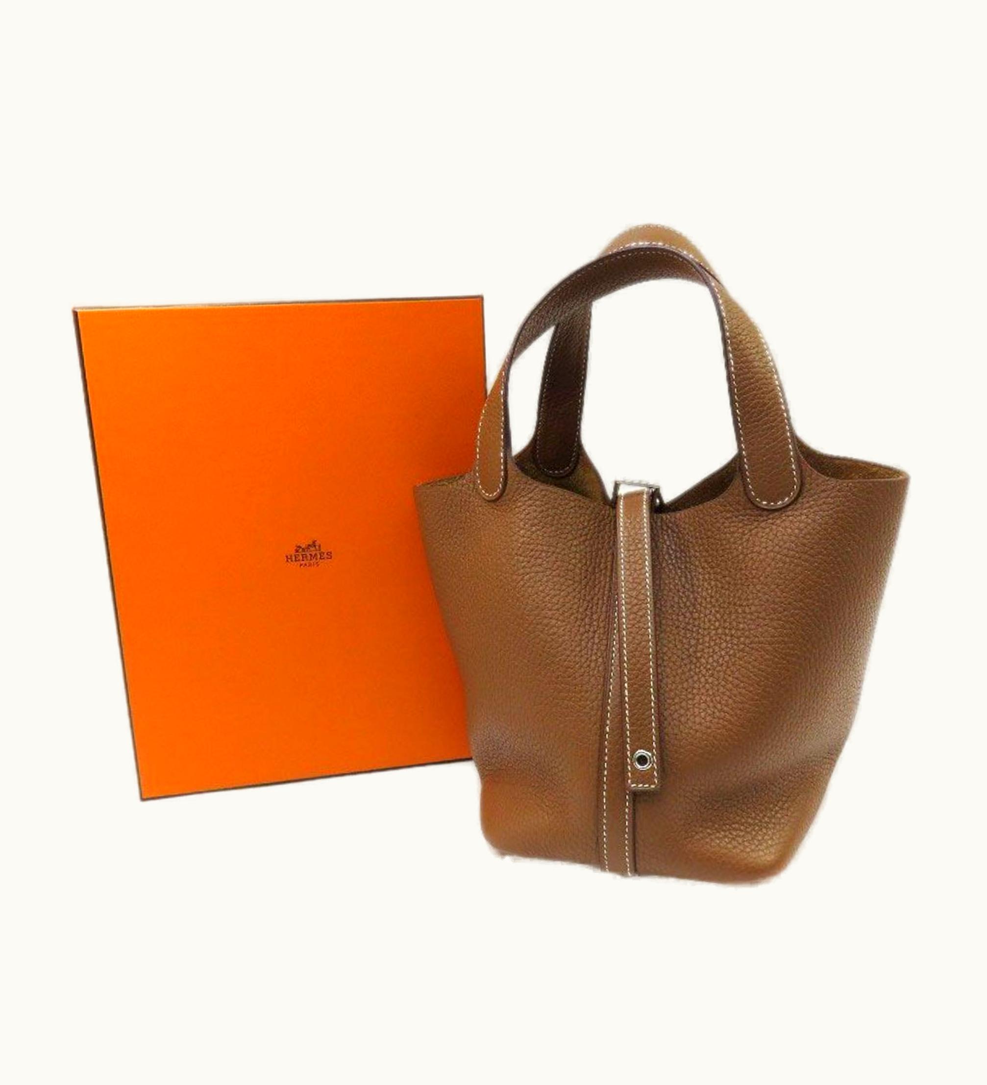 Hermès Hermès Picotin Lock PM Gold Silver Metal Fittings Taurillon Clemence C Engraved Tote Bag Handbag