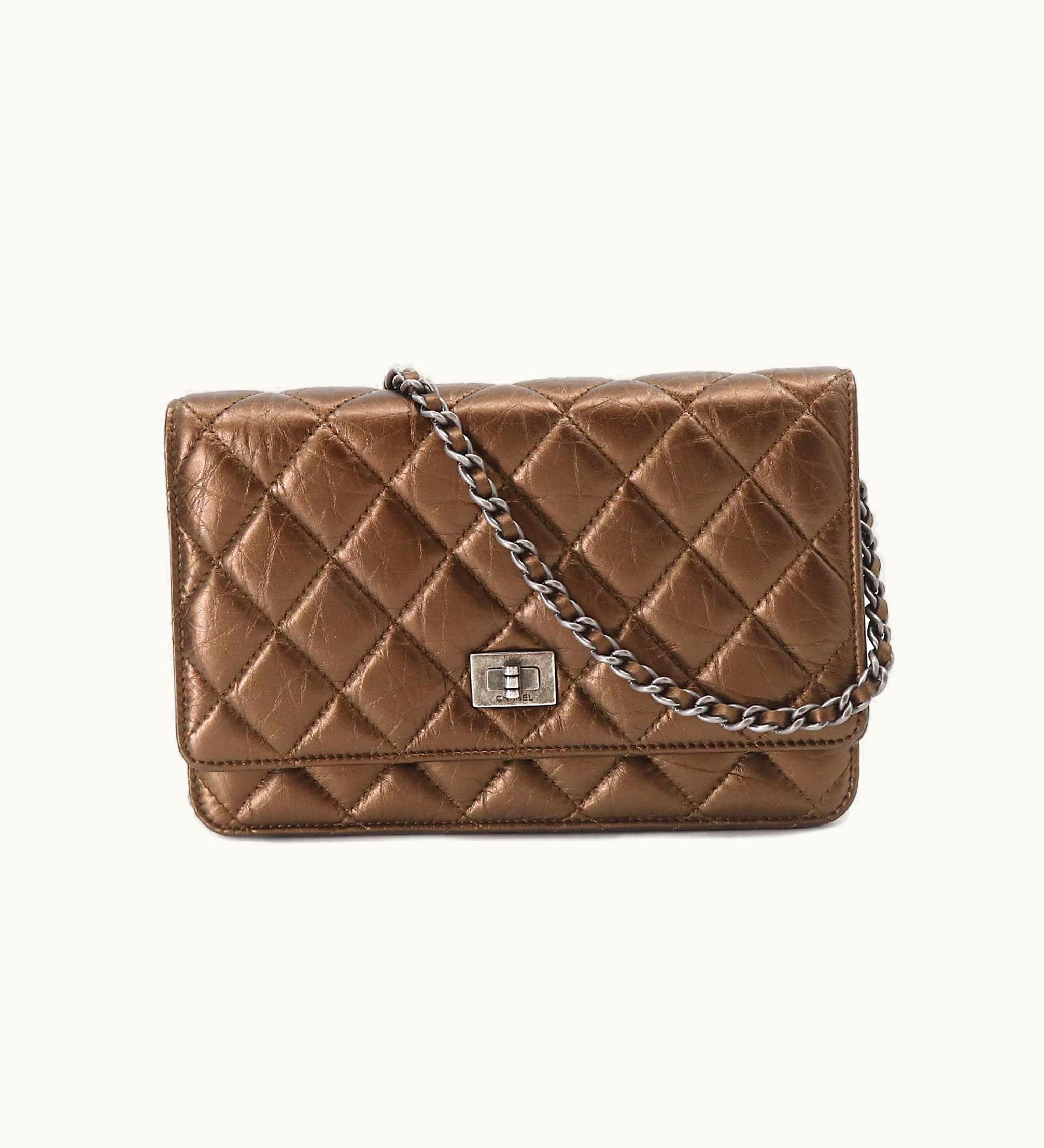 Chanel Chanel 2.55 Chain Wallet Long Leather Bronze Vintage Silver Hardware