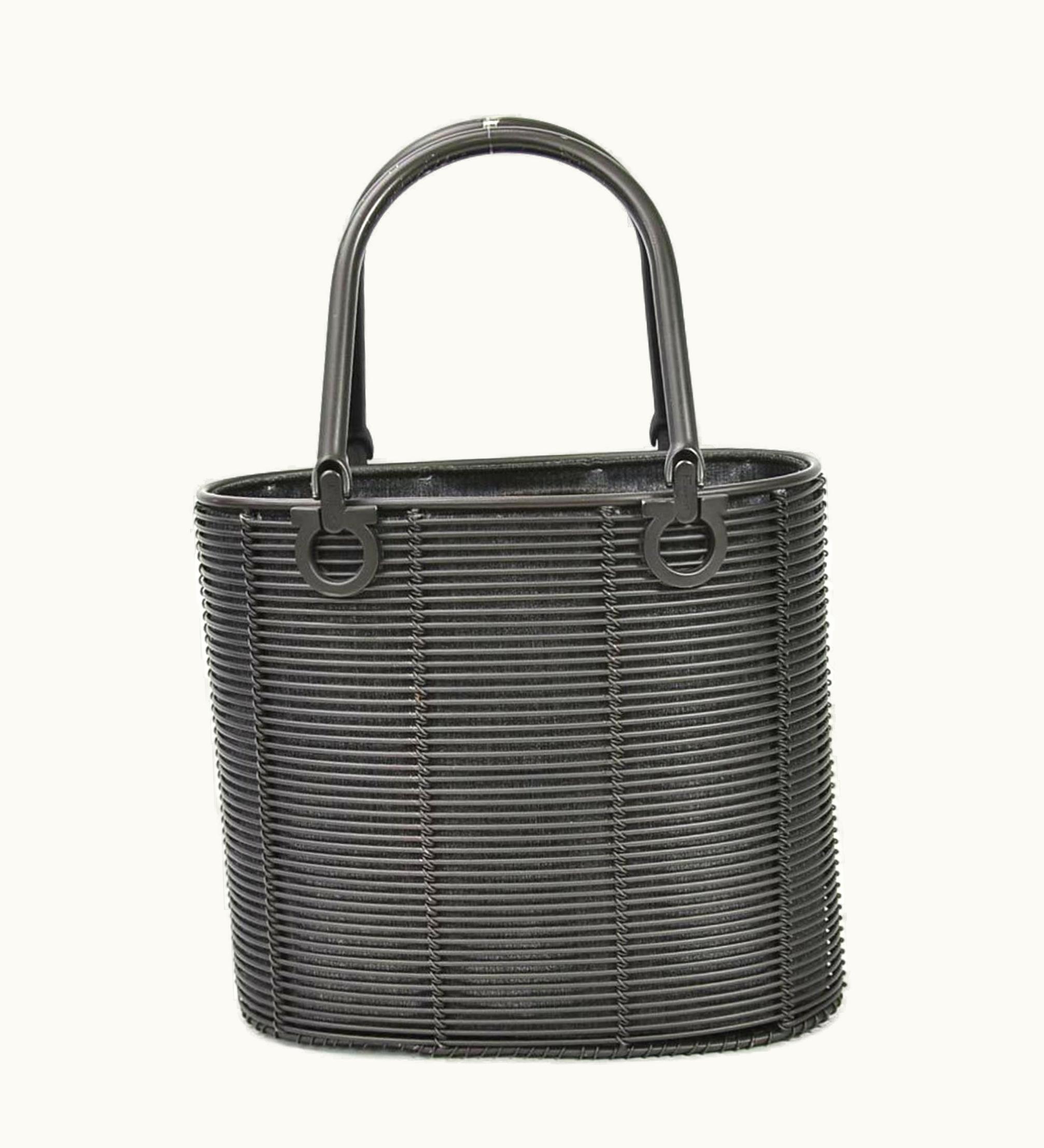 Salvatore Ferragamo Salvatore Ferragamo Handbag Gancini Metal/Canvas Gunmetal/Gray Ladies