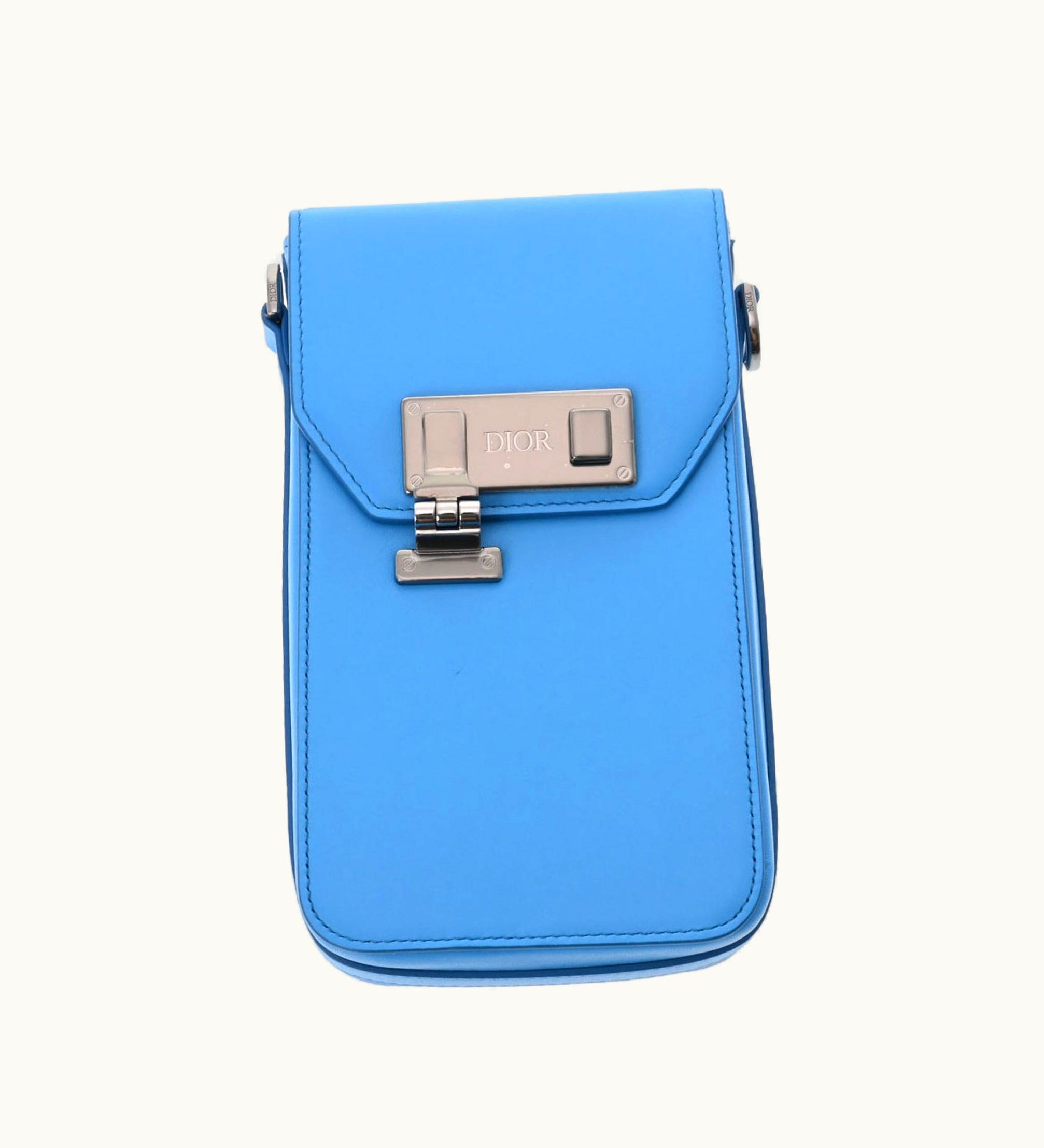 Dior Dior Christian Dior Rock Vertical Pouch Blue Men's Leather Shoulder Bag