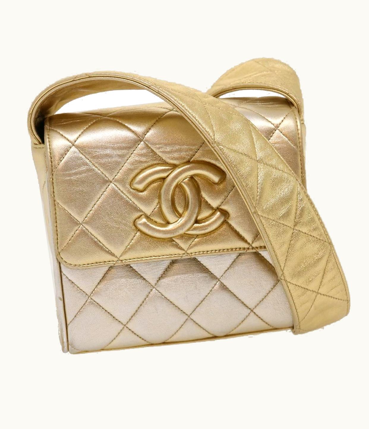 Chanel Chanel Matelasse Shoulder Bag Lamb Skin Gold CC