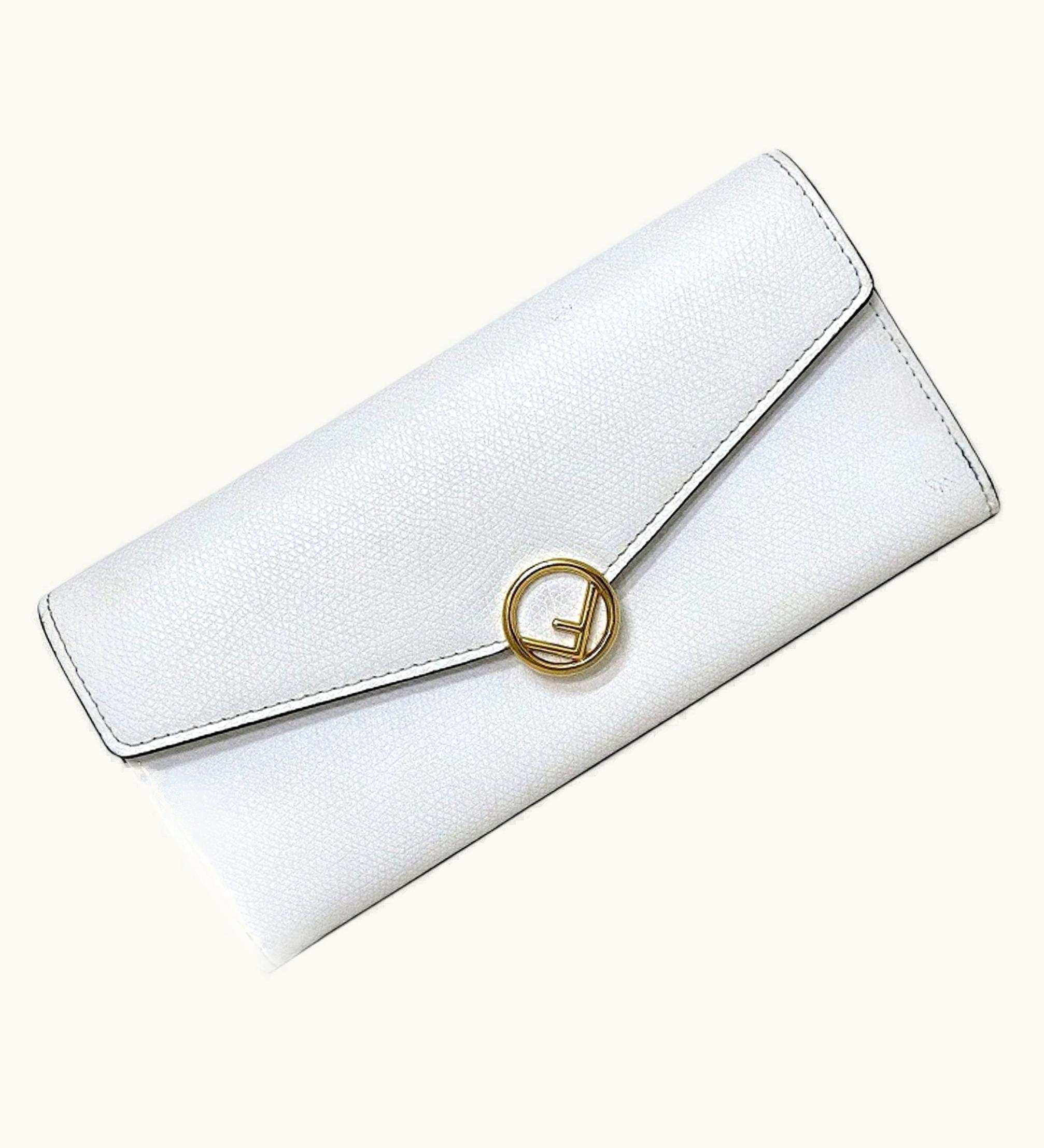 Fendi Fendi Bifold Long Wallet White Gold Fizu 8M0251 A18B Leather Gp Fendi Women's