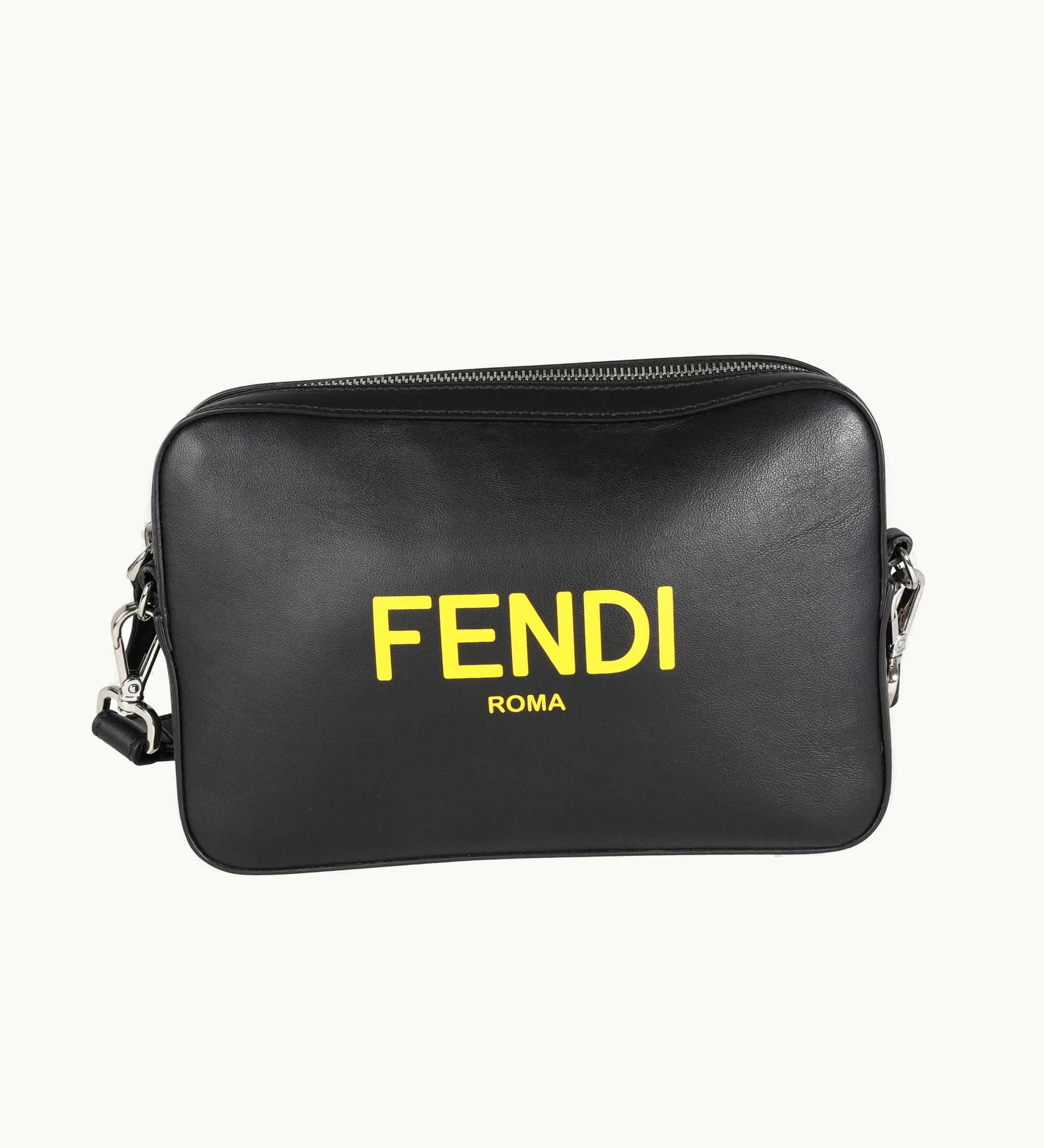 Fendi Fendi Black Calfskin & Sunflower Logo Mini Camera Bag
