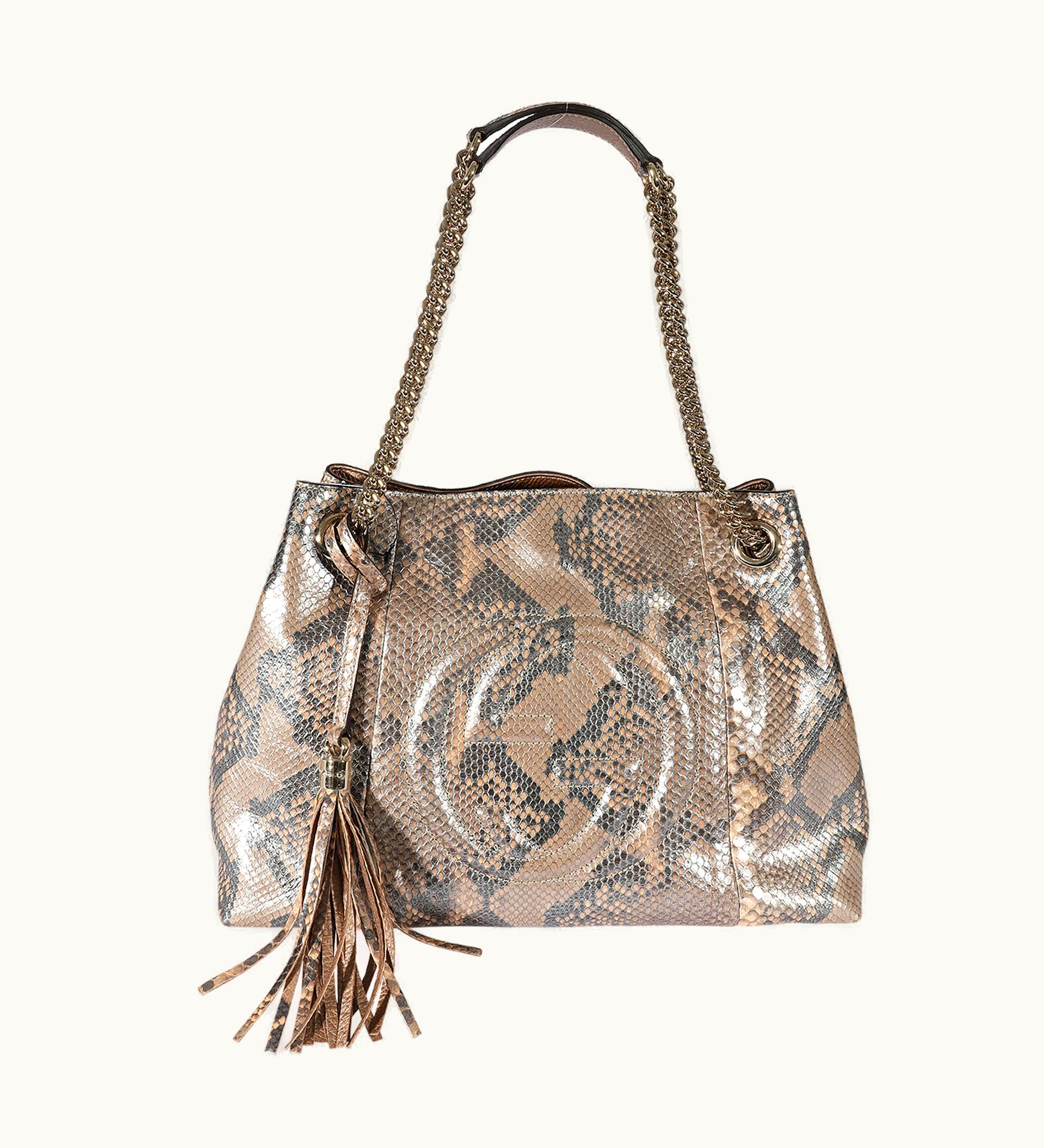 Gucci Gucci Metallic Python Medium Soho Chain Shoulder Bag