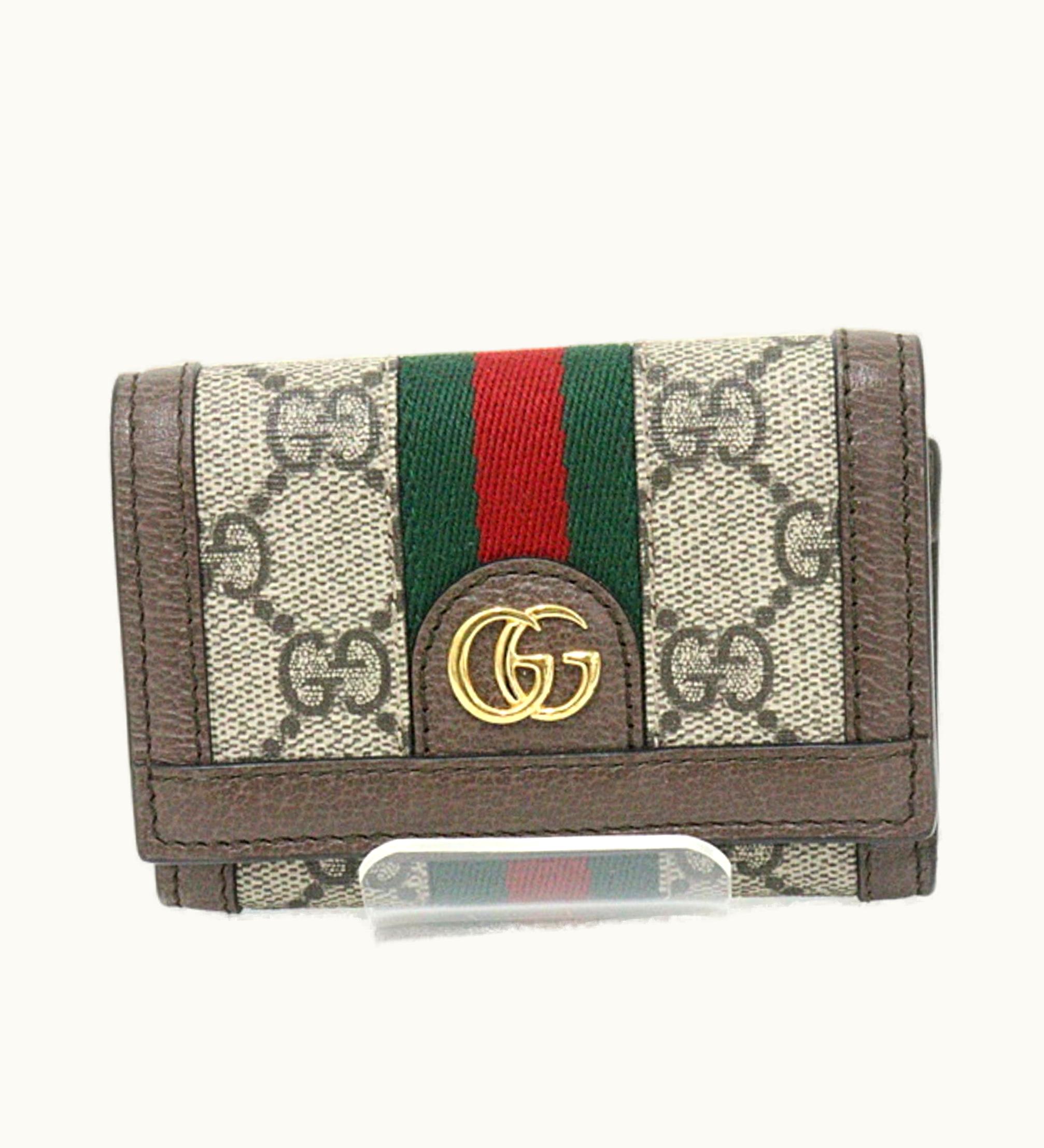 Gucci Gucci Ophidia Bifold GG Supreme Beige/Ebony/Brown/Green/Red Double G Web Stripe 644334 Small Wallet