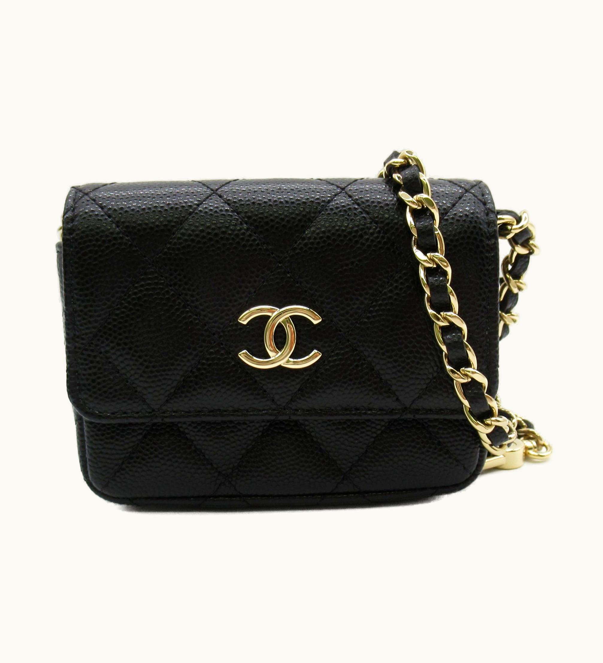 Chanel Chanel Waist Bag With Icon Charm Black Caviar Skin [Grained Calf]