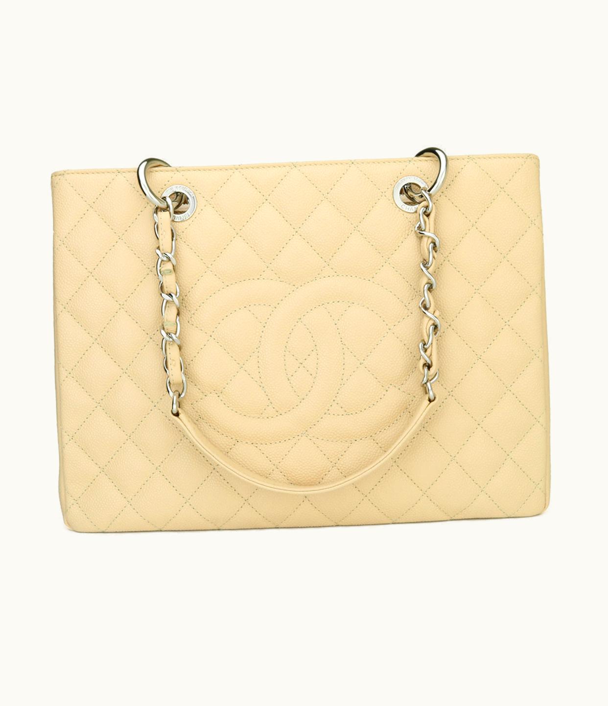 Chanel Chanel Grand Shopping Tote [Gst] Beige Caviar Silver Hardware 2013