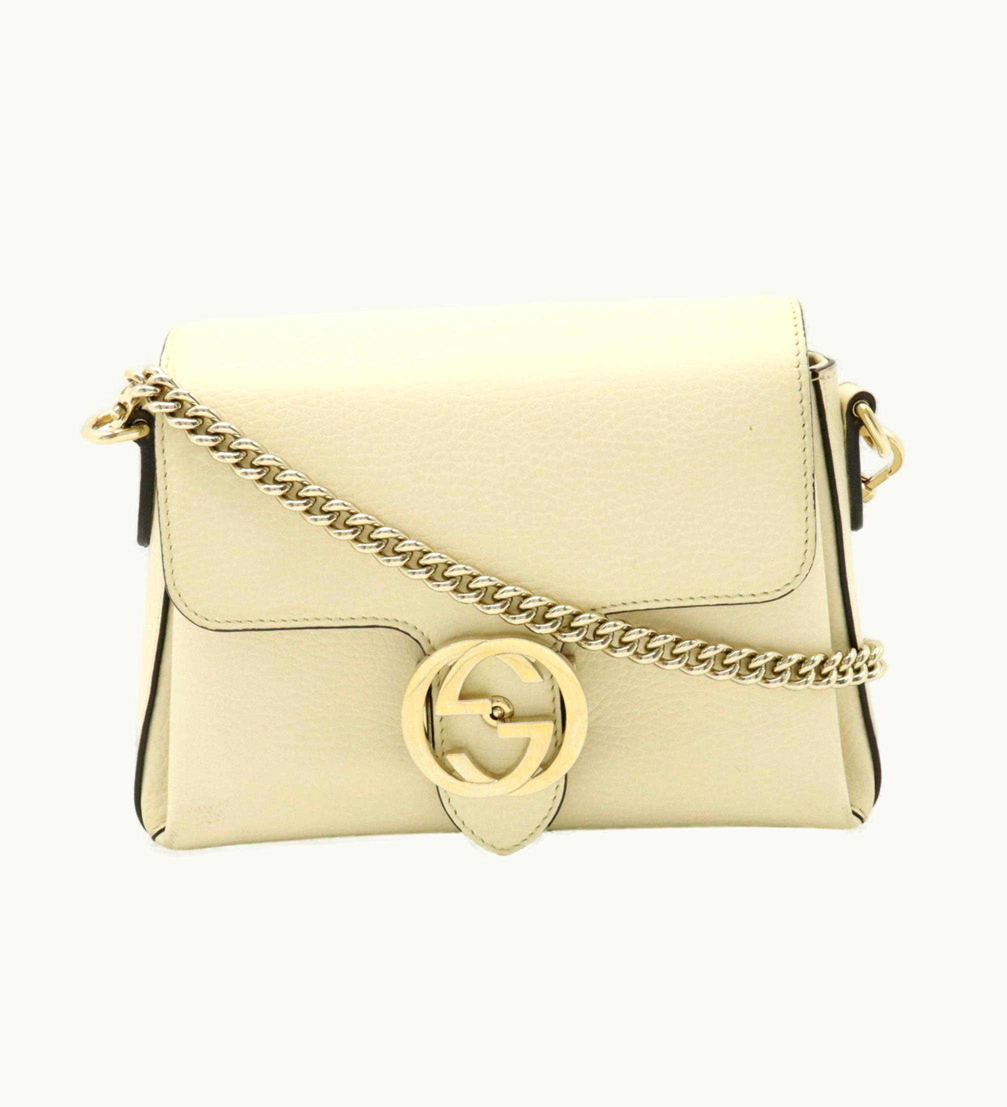 Gucci Gucci Interlocking G Chain Shoulder Bag Clutch Ivory 607720
