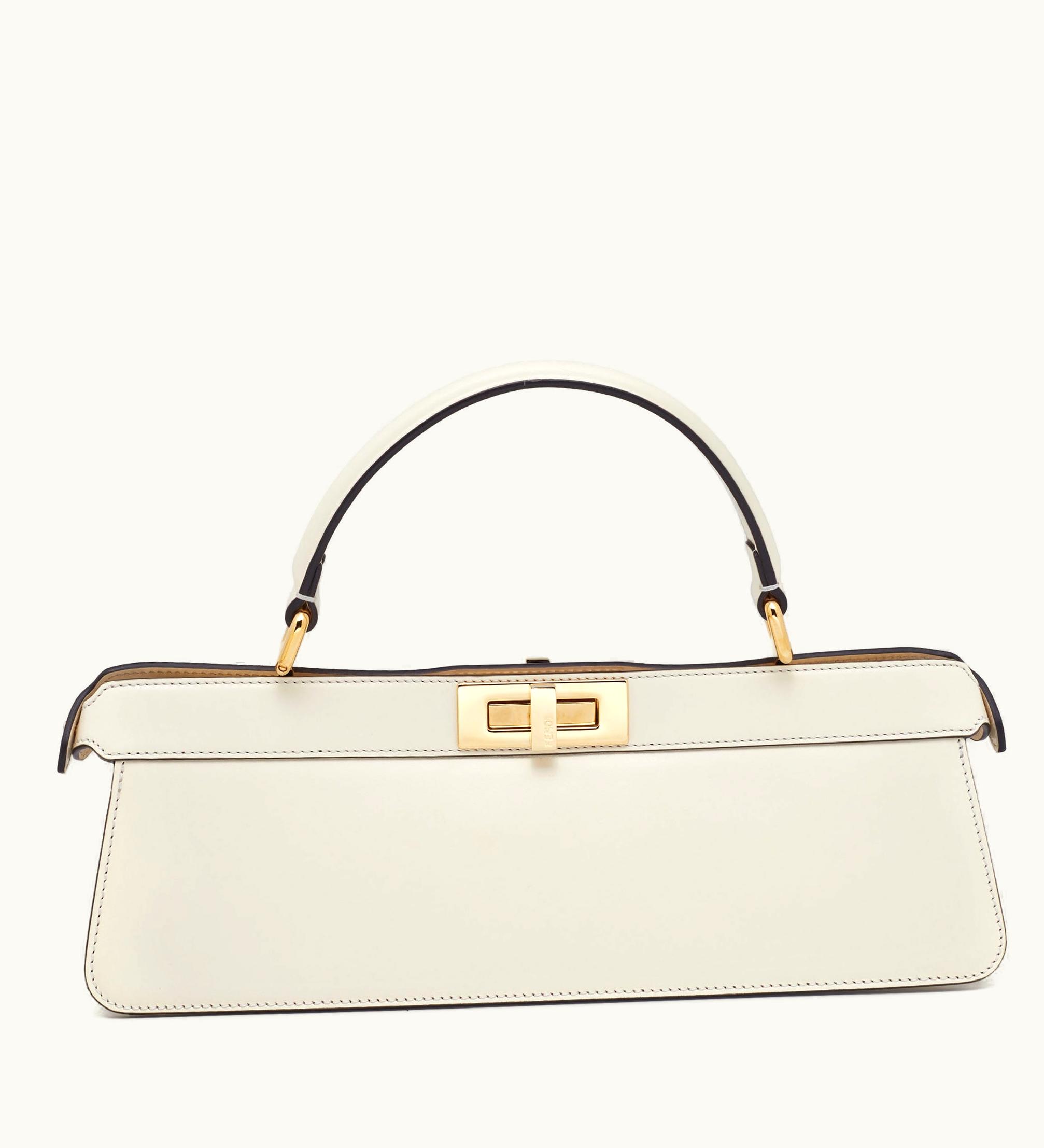 Fendi Fendi Ivory Leather Peekaboo Iseeuu Stretch Top Handle Bag