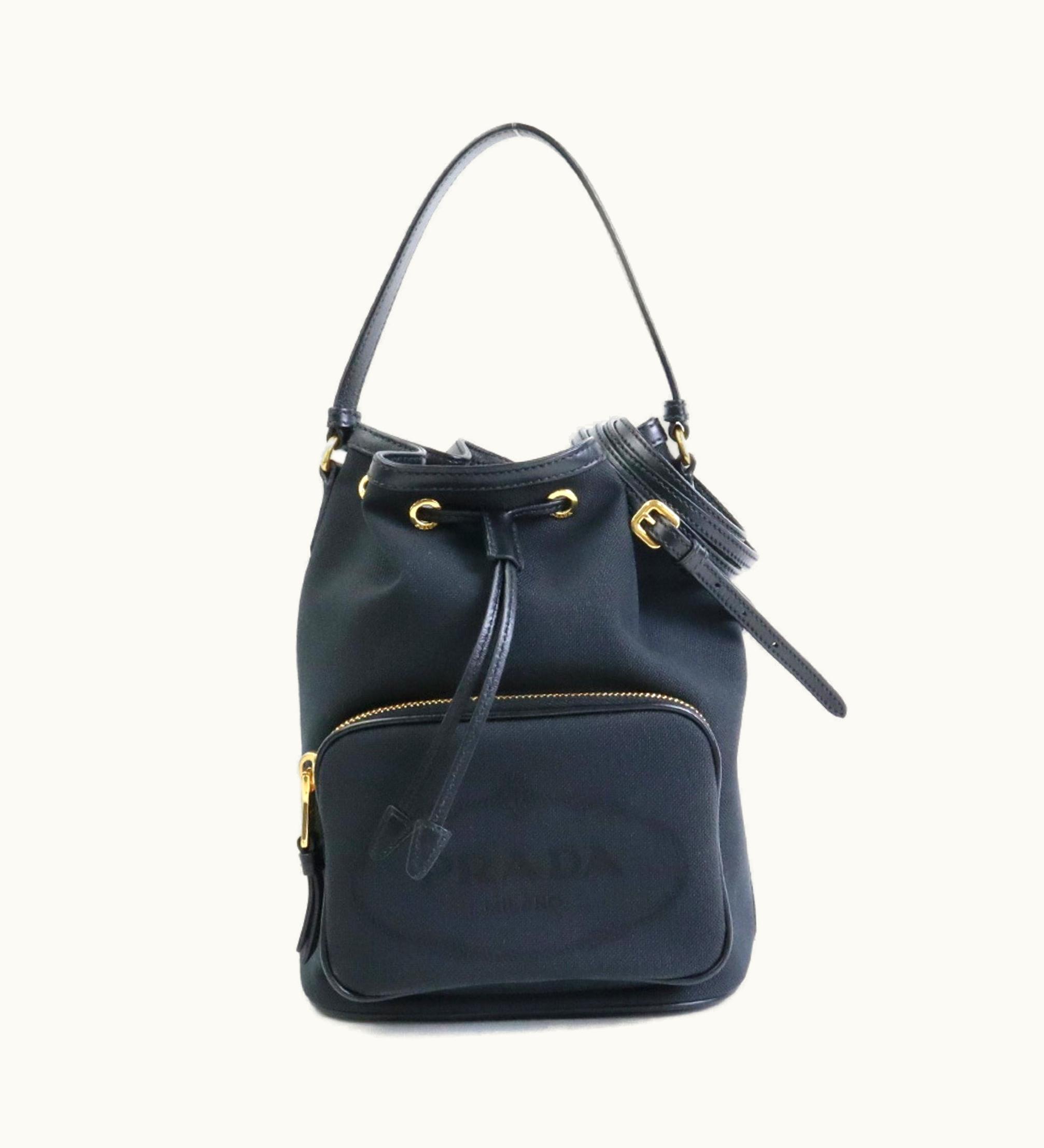 Prada Prada Handbag Crossbody Shoulder Bag Canvas/Leather Black Gold Ladies