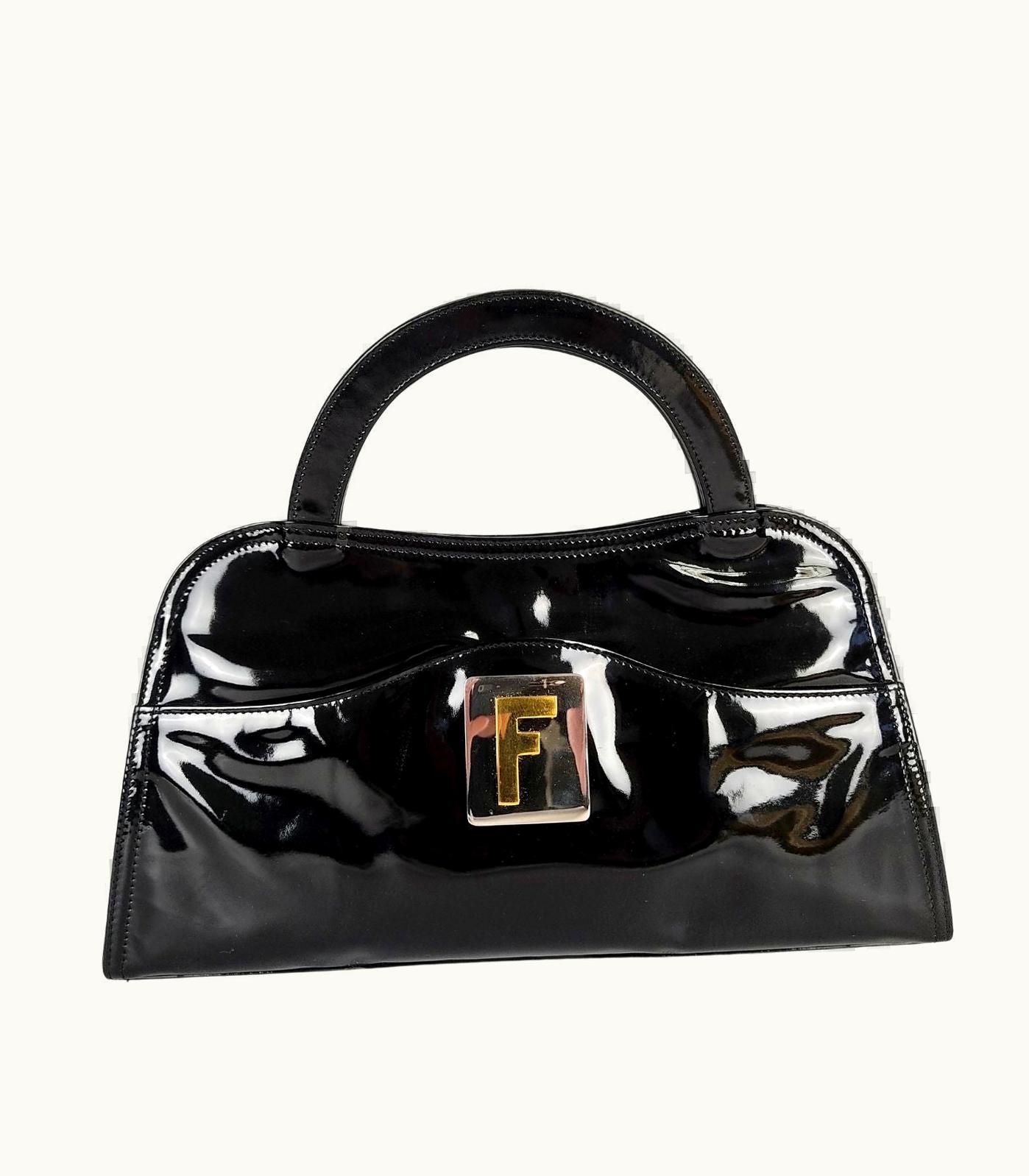 Fendi Fendi Vintage Handbag In Black Patent Leather