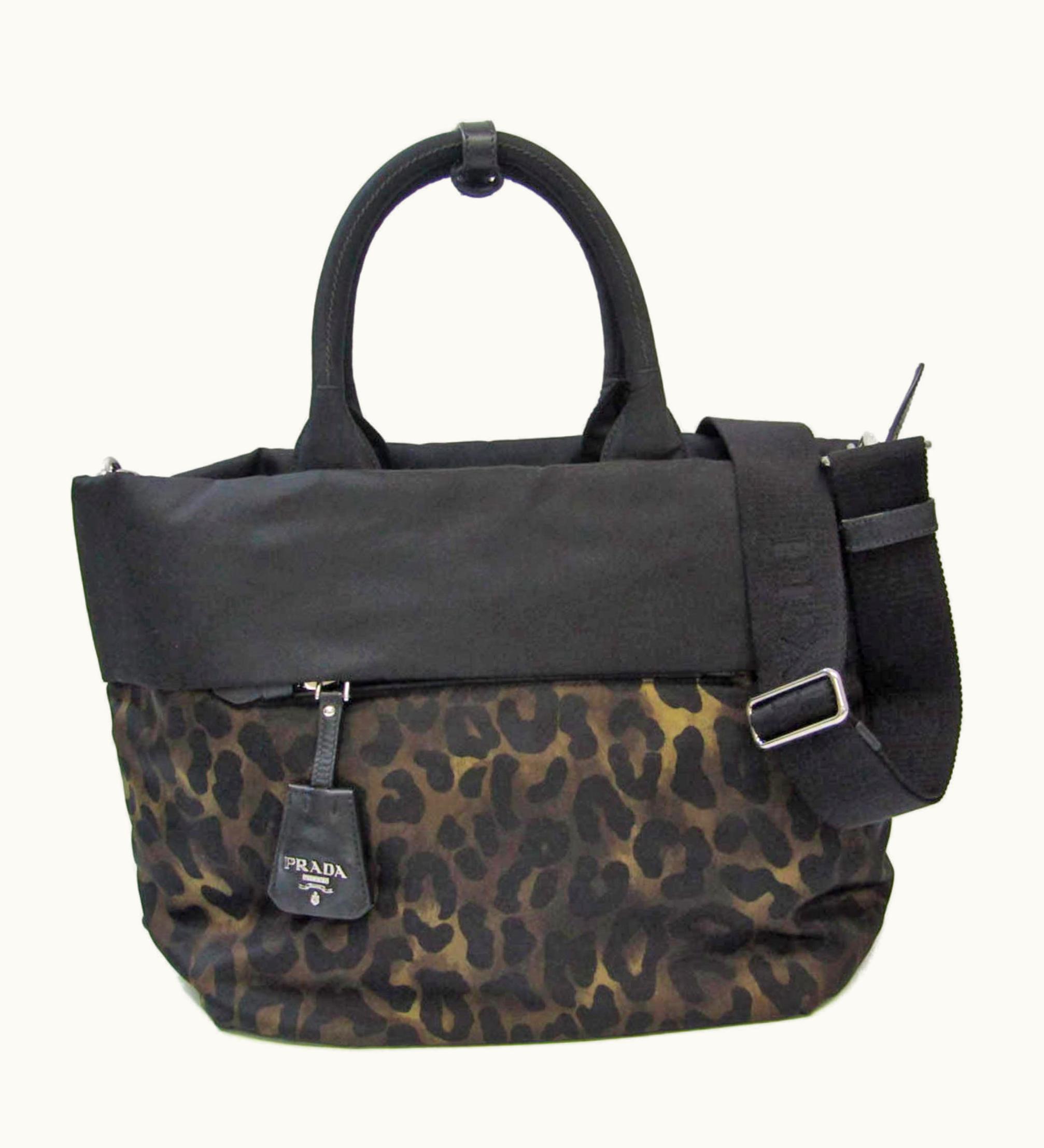 Prada Prada Tessuto Double Women's Nylon Handbag, Shoulder Bag Black, Khaki