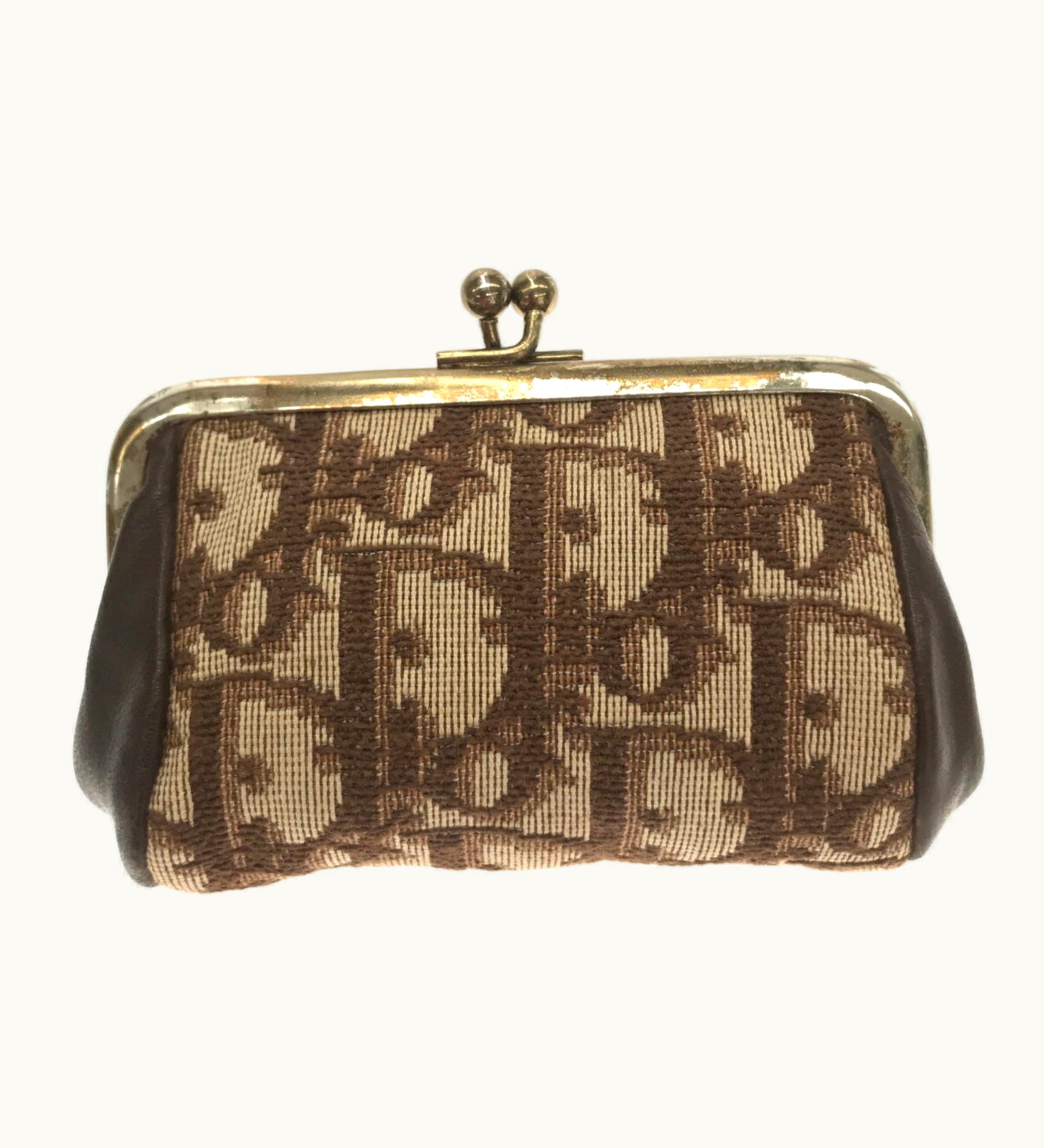 Dior Dior Christian Dior Purse Coin Case Trotter Brand Women's Wallet Canvas Leather
