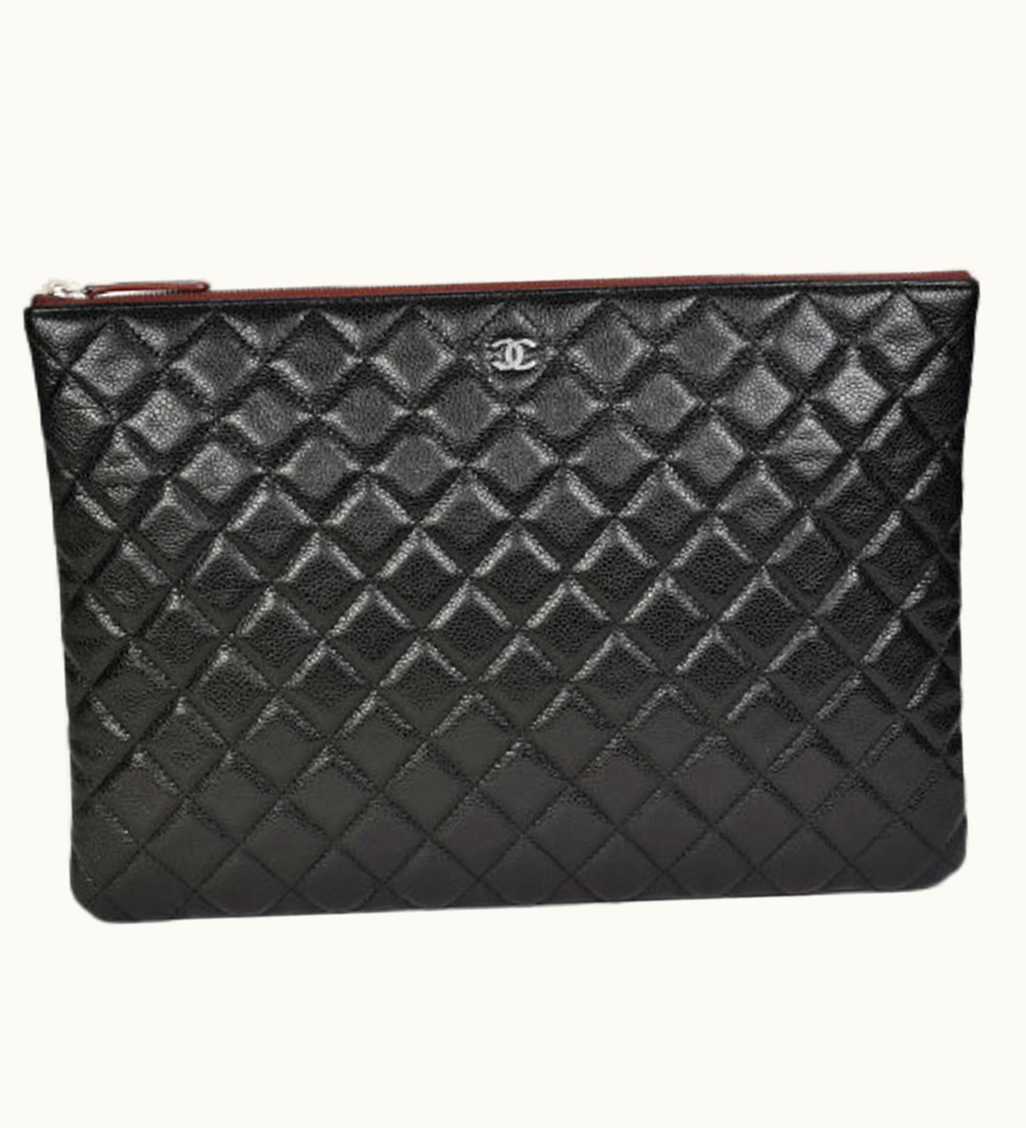 Chanel Chanel Here Mark Clutch Bag Caviar Skin Second A82552