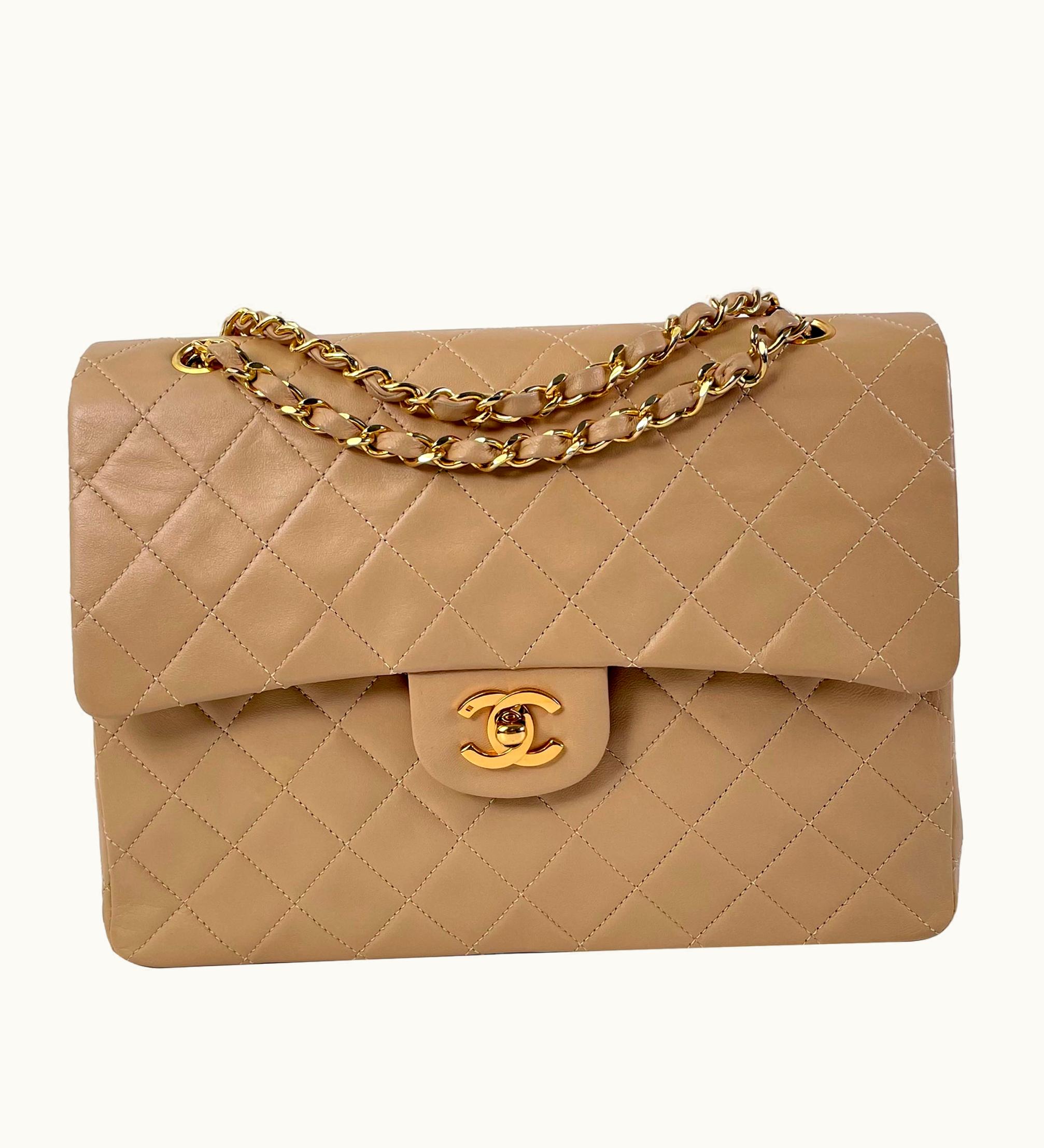 Chanel Chanel Classic Medium Tall Lambskin Double Flap Shoulder Bag Black