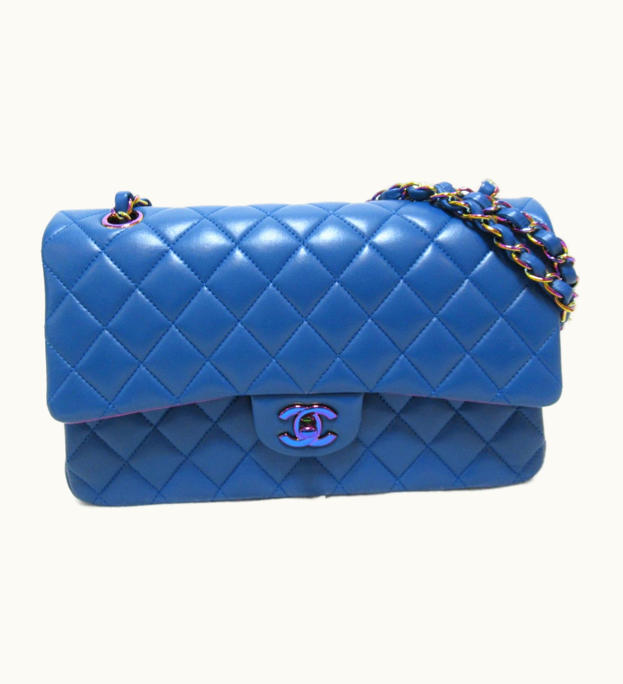 Chanel Chanel Matelasse Chain Shoulder Bag Purple Blue Lambskin [Sheep Leather]