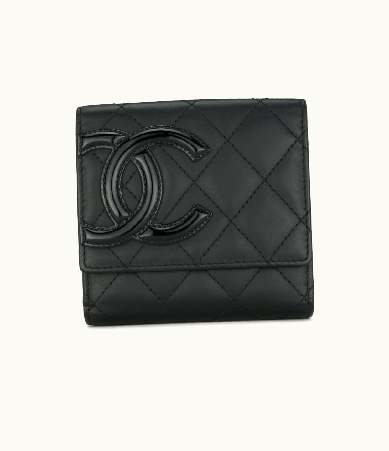 Chanel Chanel Quilted Trifold Cambon Small Flap Wallet Black Calfskin Silver Hardware 2016