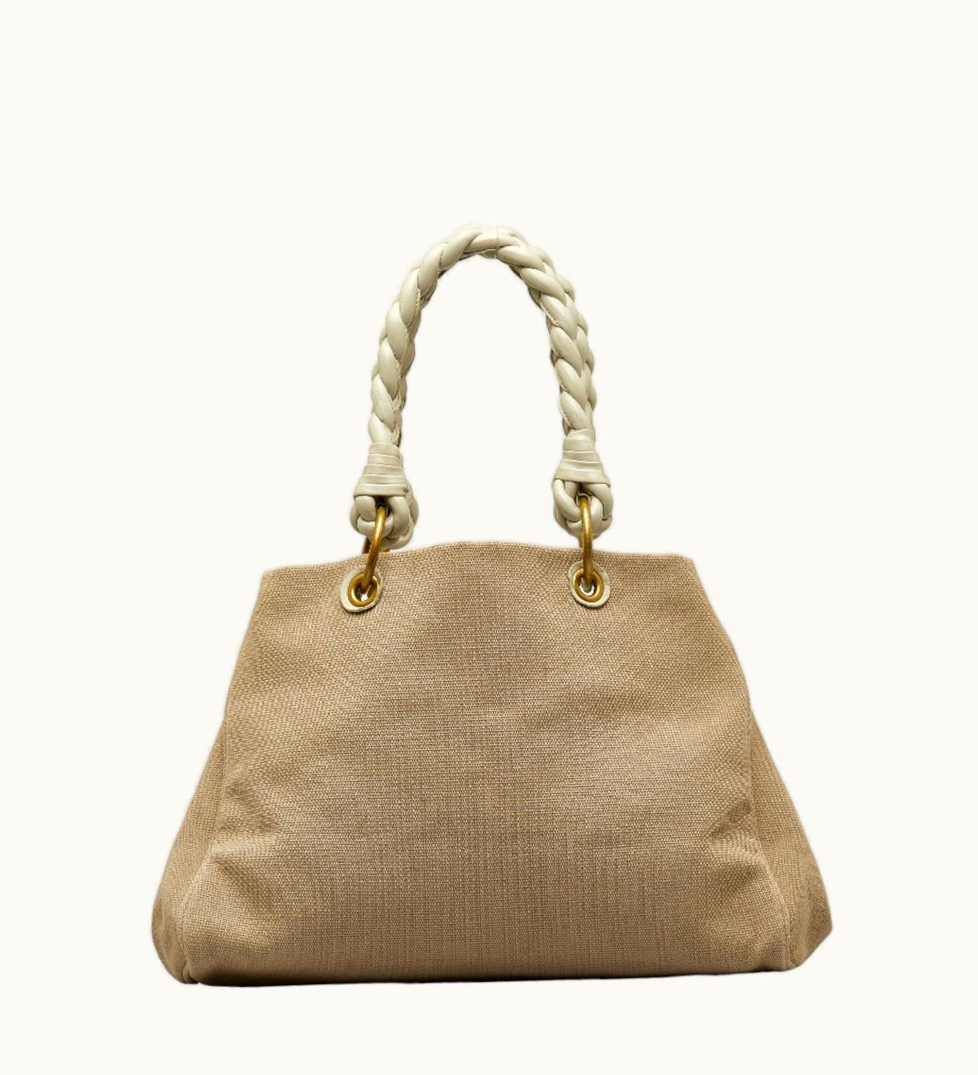 Bottega Veneta Bottega Veneta Handbag Tote Bag Beige White Canvas Leather Ladies Bottegaveneta