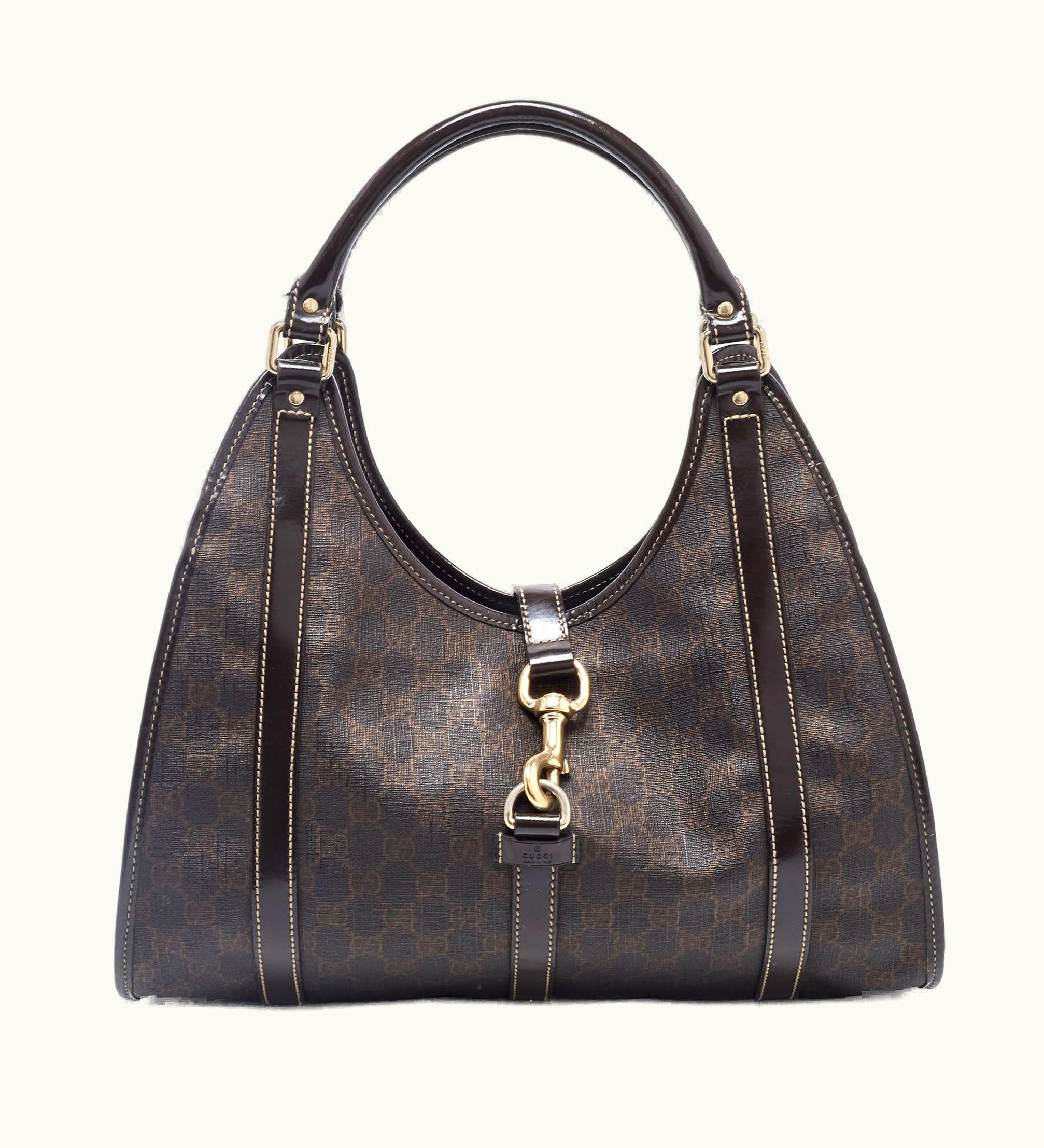 Gucci Gucci Brown GG Supreme Canvas And Leather Jackie O Hobo