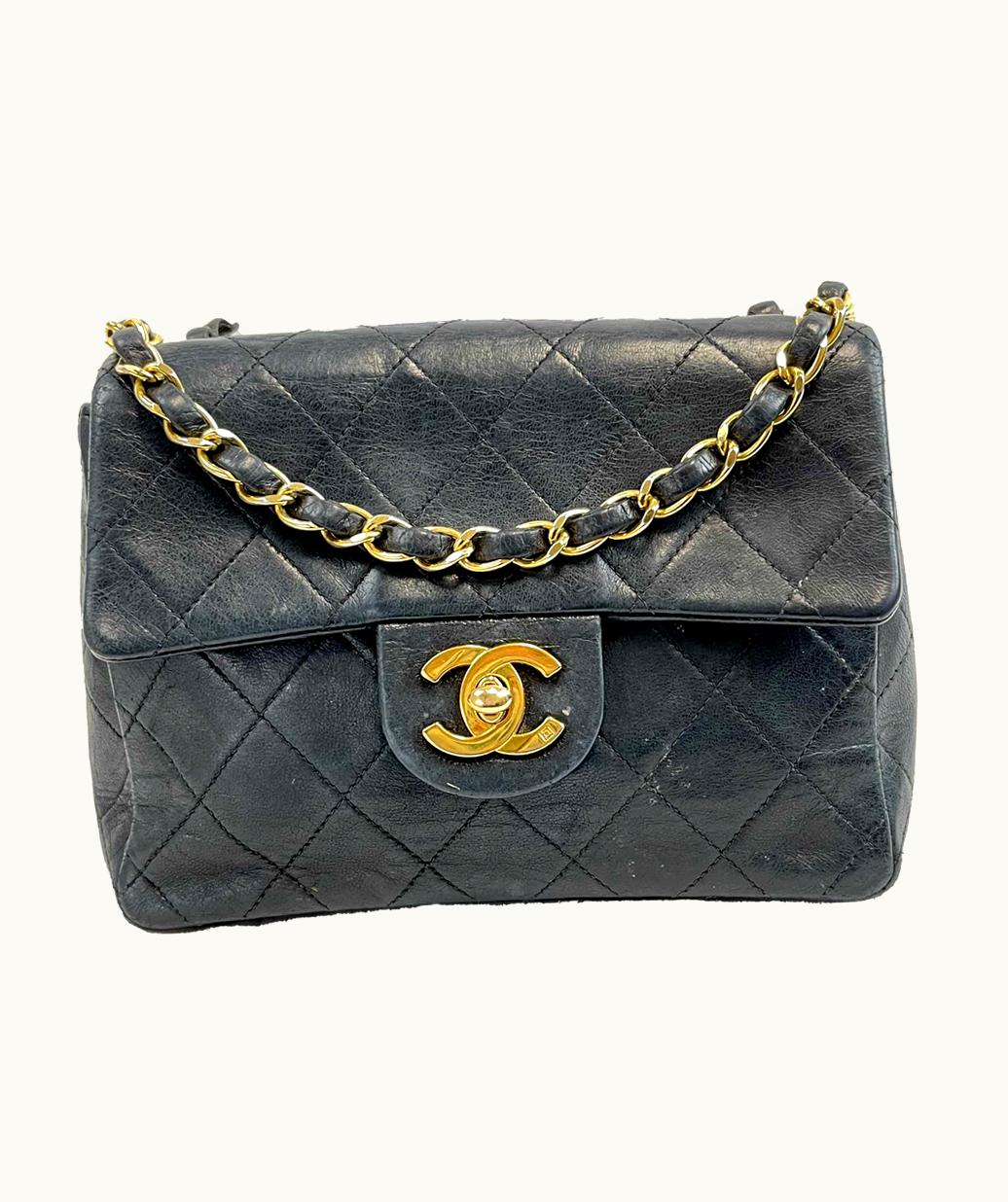 Chanel Chanel Mini Square Navy Blue Square Flap Bag Classic CC Chain